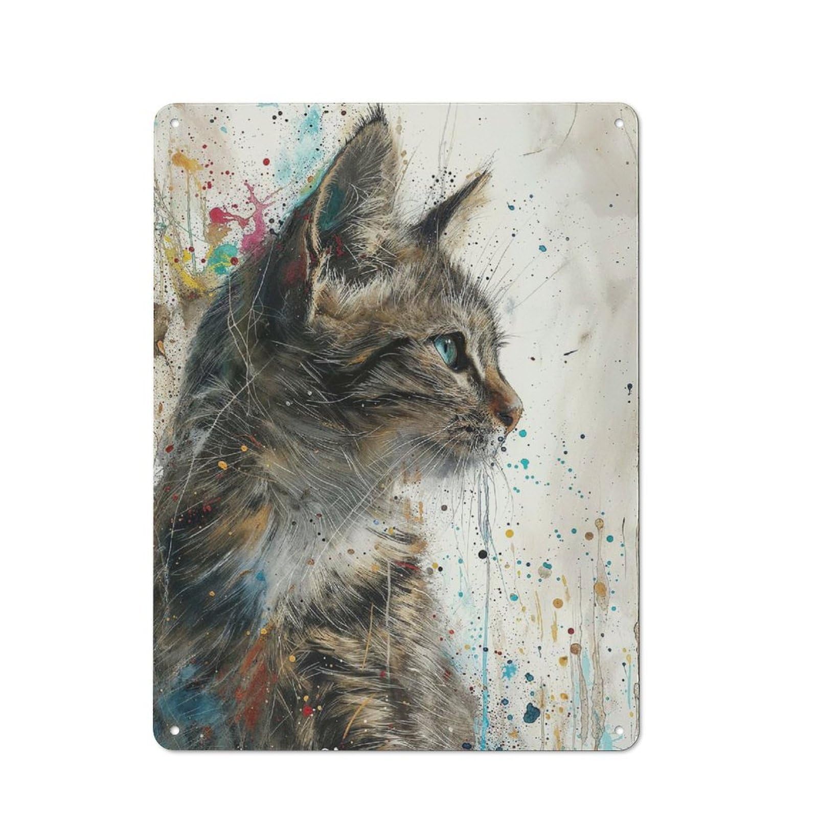 Rustic Tin Wall Sign 40x30cm Featuring Splattered Whiskers, Bistro Wall Plaque for Restaurant, Kitchen, Counter Or Breakfast Nook