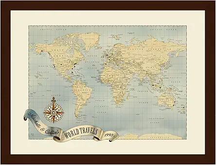 Voyager Personalized World Push Pin Map | Travel...