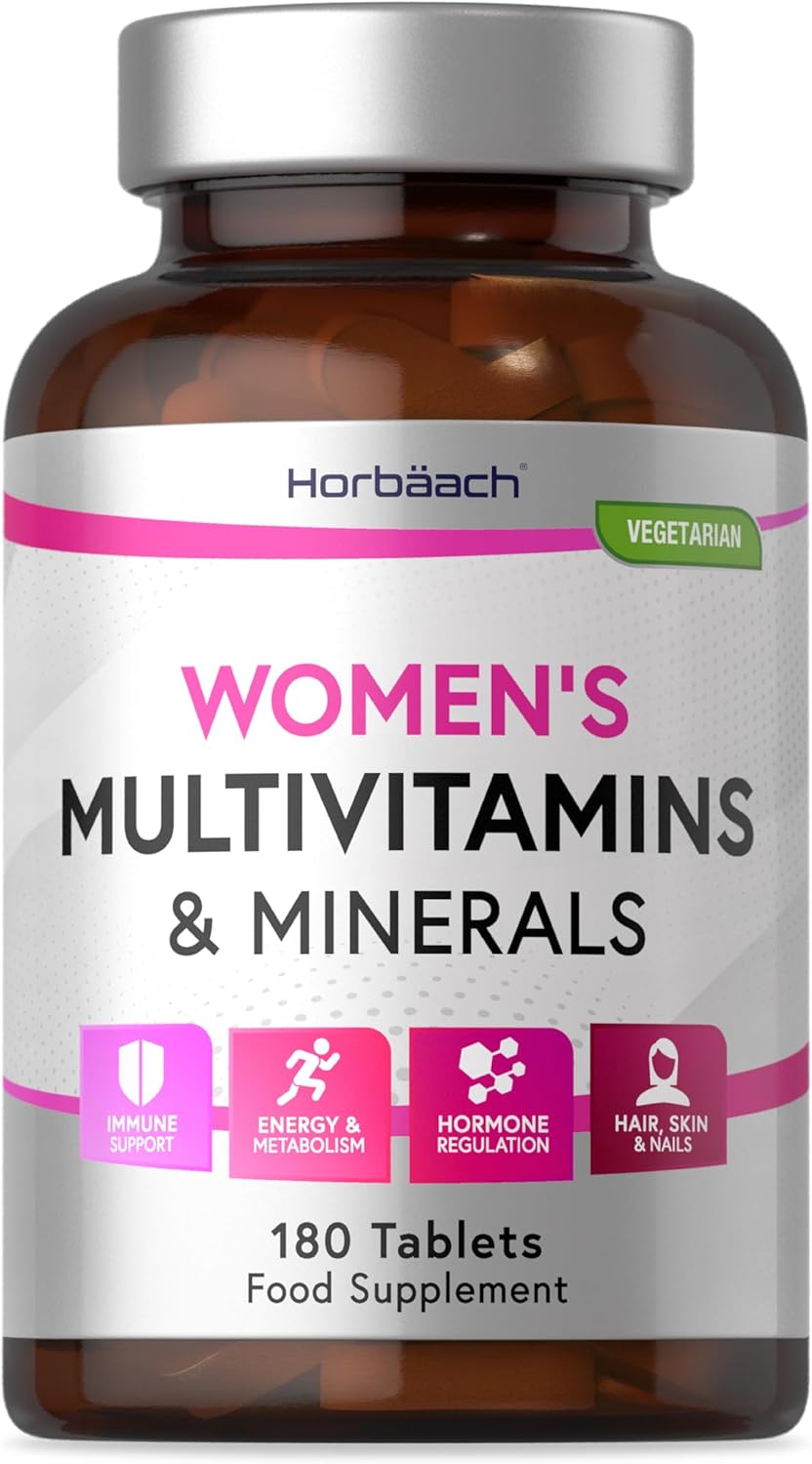 Multivitamin Women met Vitamine D3, Biotine, B6, Foliumzuur, Ijzer en meer! | 6 maanden voorraad – 180 Tabletten | Multivitamin Women | Vegetarisch | Horbaach