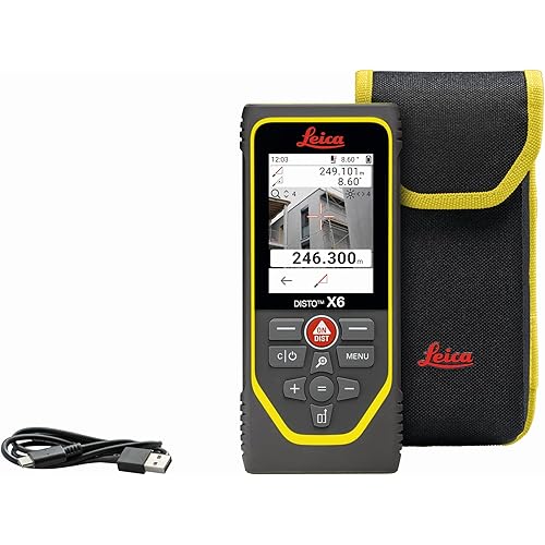 Leica Geosystems DISTO X6 New, 800ft Laser Distance Measure with Bluetooth, 4X Zoom Camera