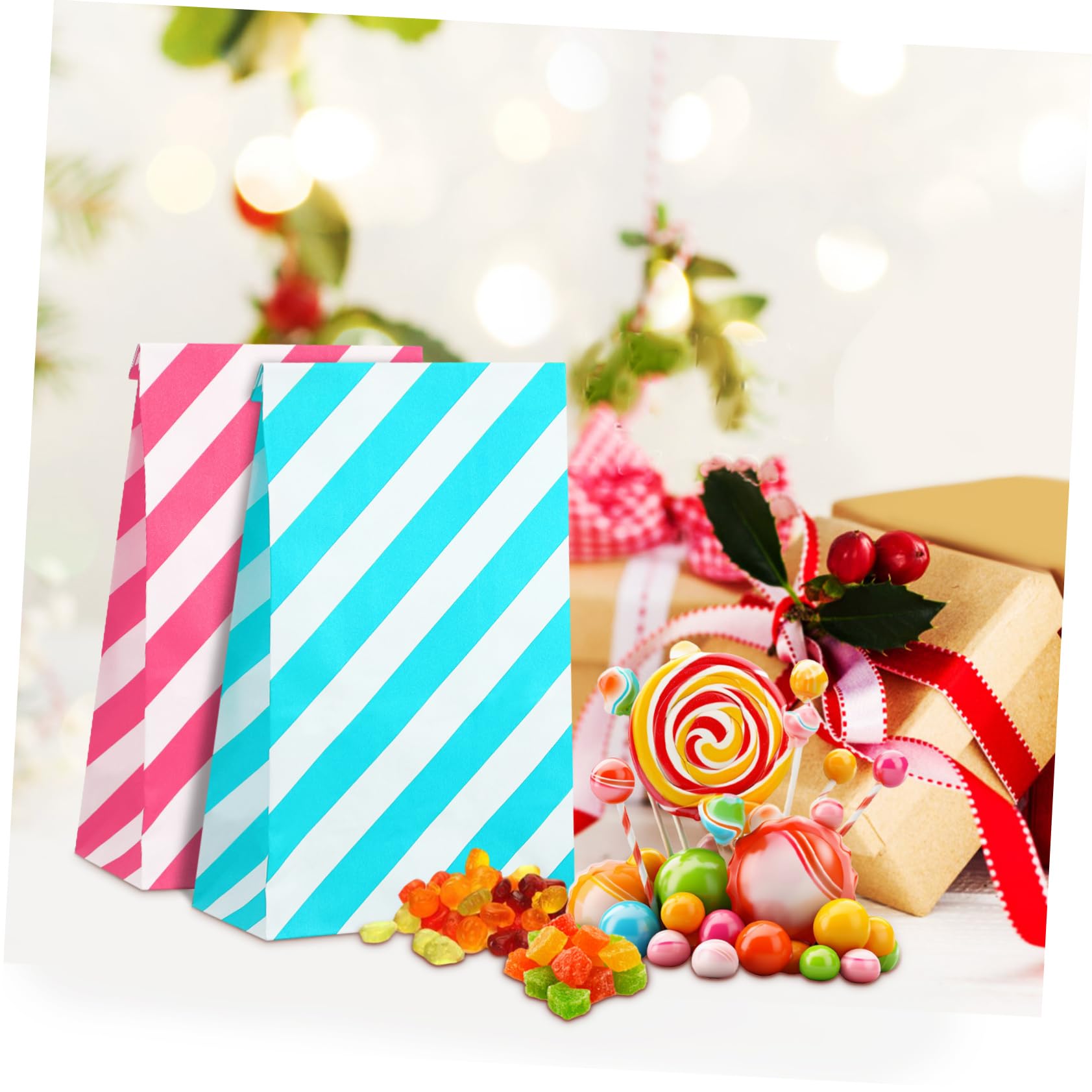 TOGEVAL 80 Stück Teiliges Bunte Papiertüten Kleine Geschenktüten Flacher Stabile Papiertragetaschen für Party Snacks Süßigkeiten Kekse Verpackung