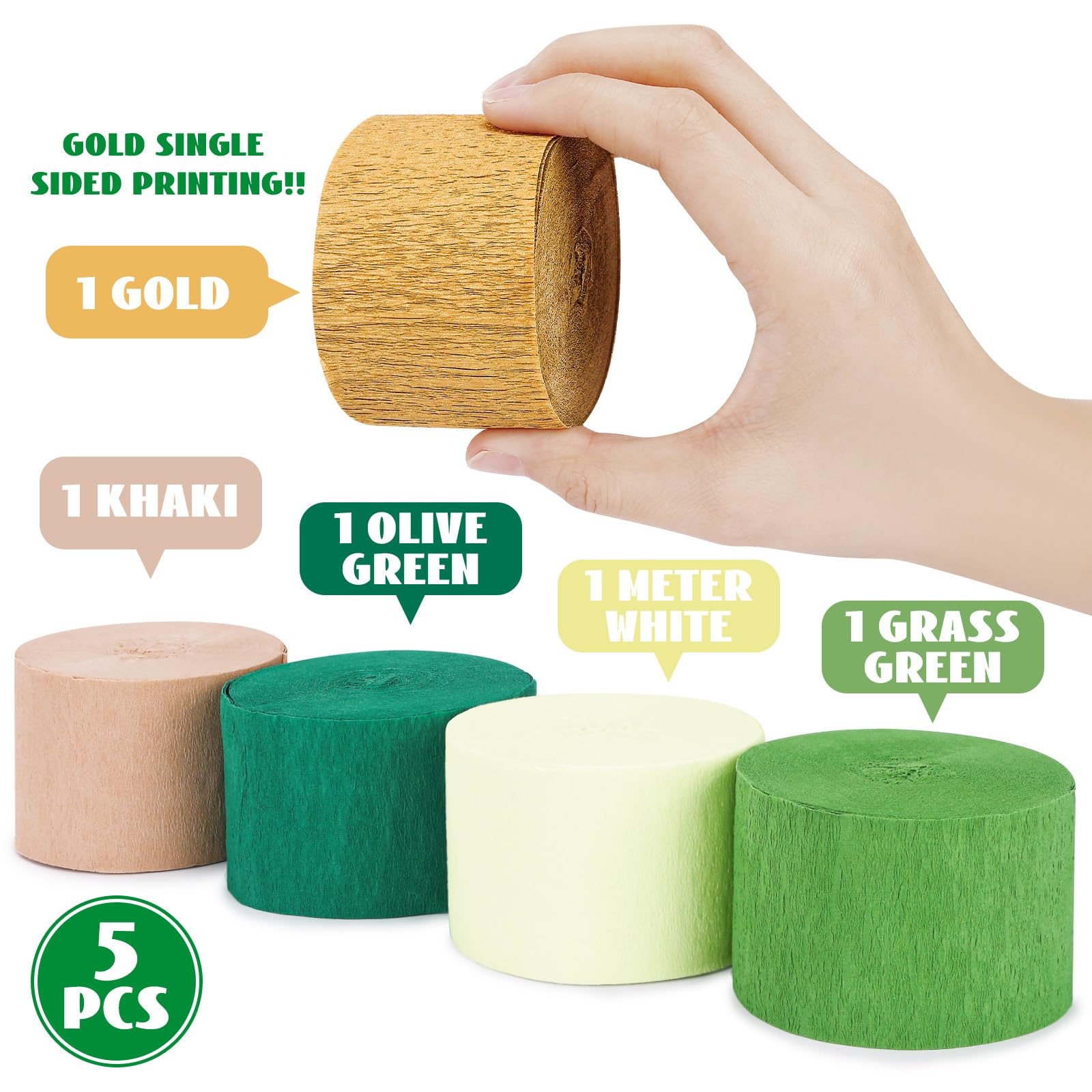 Papier Crépon Dégradé Bleu – 5 Rouleaux De 25m – Pour Décorations Fête, Mariage, Saint Patrick, Printemps