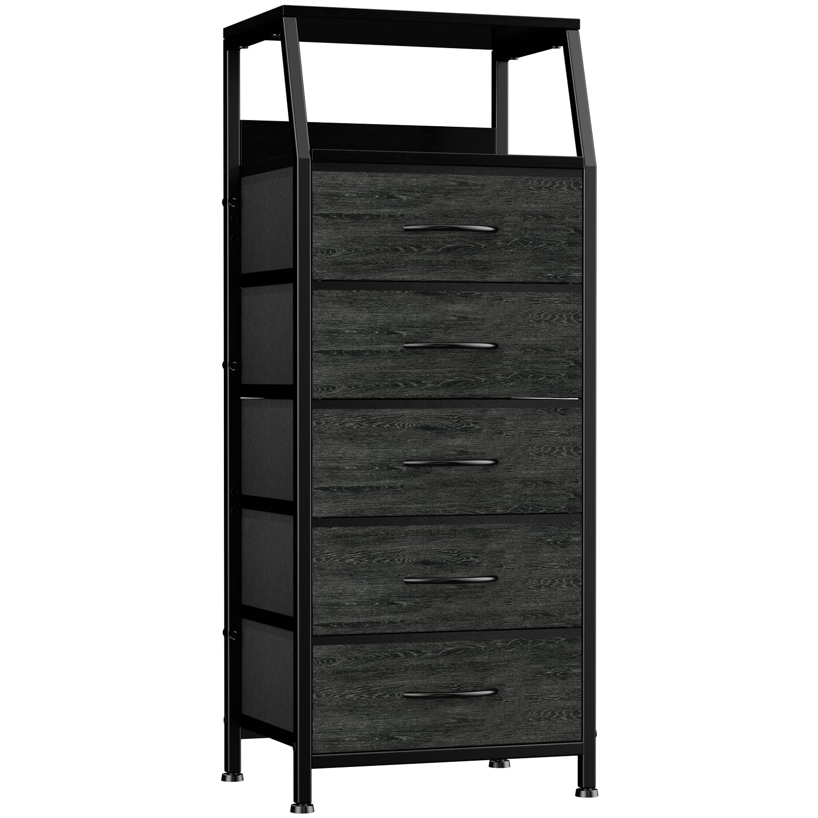 Cassettiera 5 Cassetti MUTUN Con Stazione Di Ricarica E Mensola: L'alleato Perfetto Per Tenere In Ordine Camera Da Letto, Soggiorno O Ingresso. Design Moderno E Pratico In Nero.