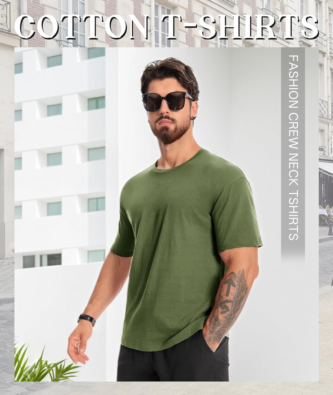 Little Beauty 3 Pack Men's Cotton T Shirts Short Sleeve Crew Neck Tshirts Casual Basic Tee Breathable Summer Tops - Image 4
