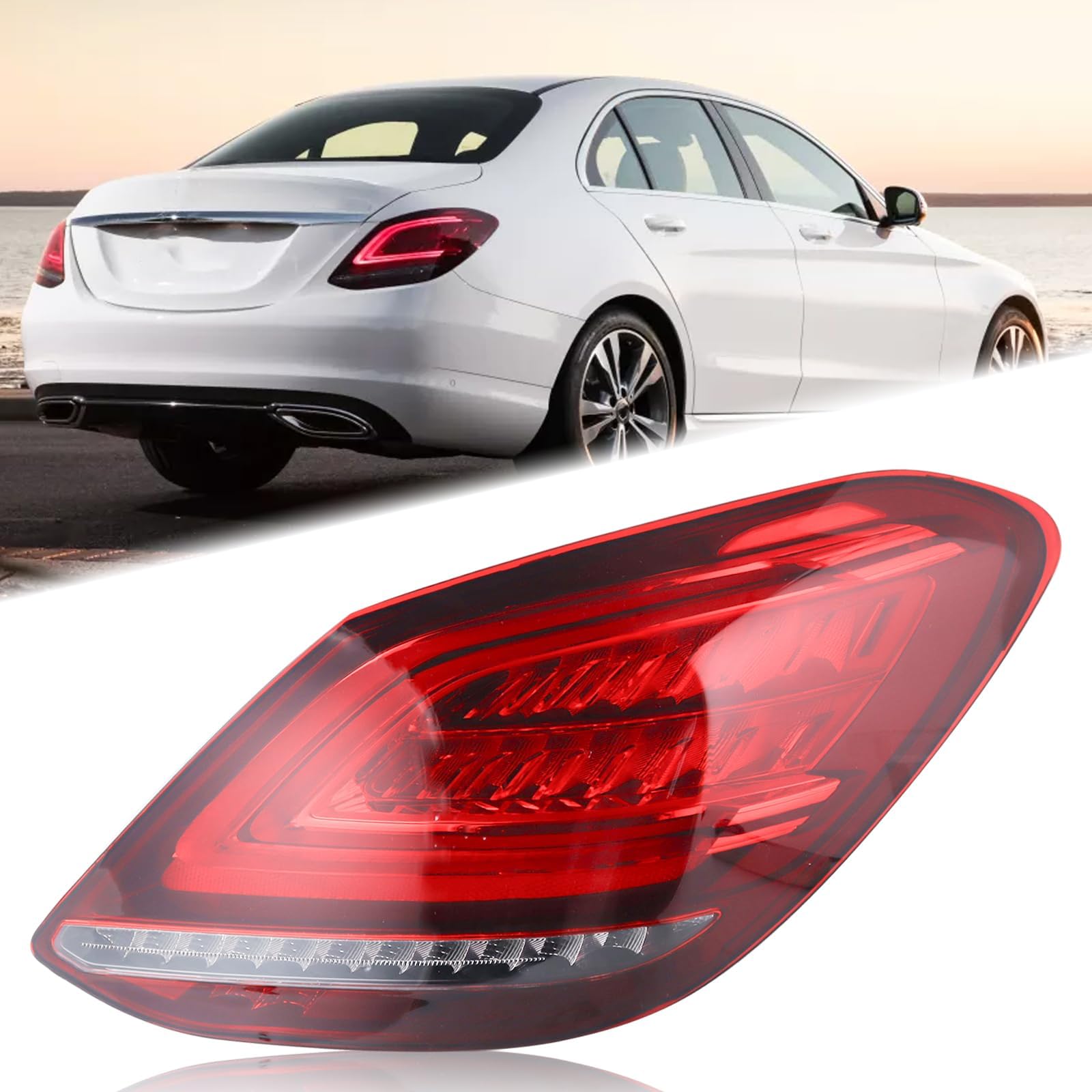 RH LED Tail Light Fit for 2019 2020 2021 Mercedes Benz C300 C43 AMG C63 AMG S W205 Brake Rear Lamp With Bulbs Assembly Right Passenger Side 2059065003 MB2801160