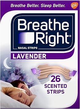 Breathe Right Original Nasal Strips Clear Sm/Med & Nasal Strips Lavender Scent Extra Strength Tan Nasal Strips