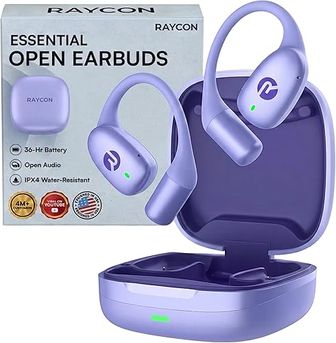 Miniatura 10 de Raycon Essential Open Earbuds – Auriculares inalámbricos True Wireless de oído abierto con Bluetooth 6.0, ultraligeros, diseño de gancho cómodo