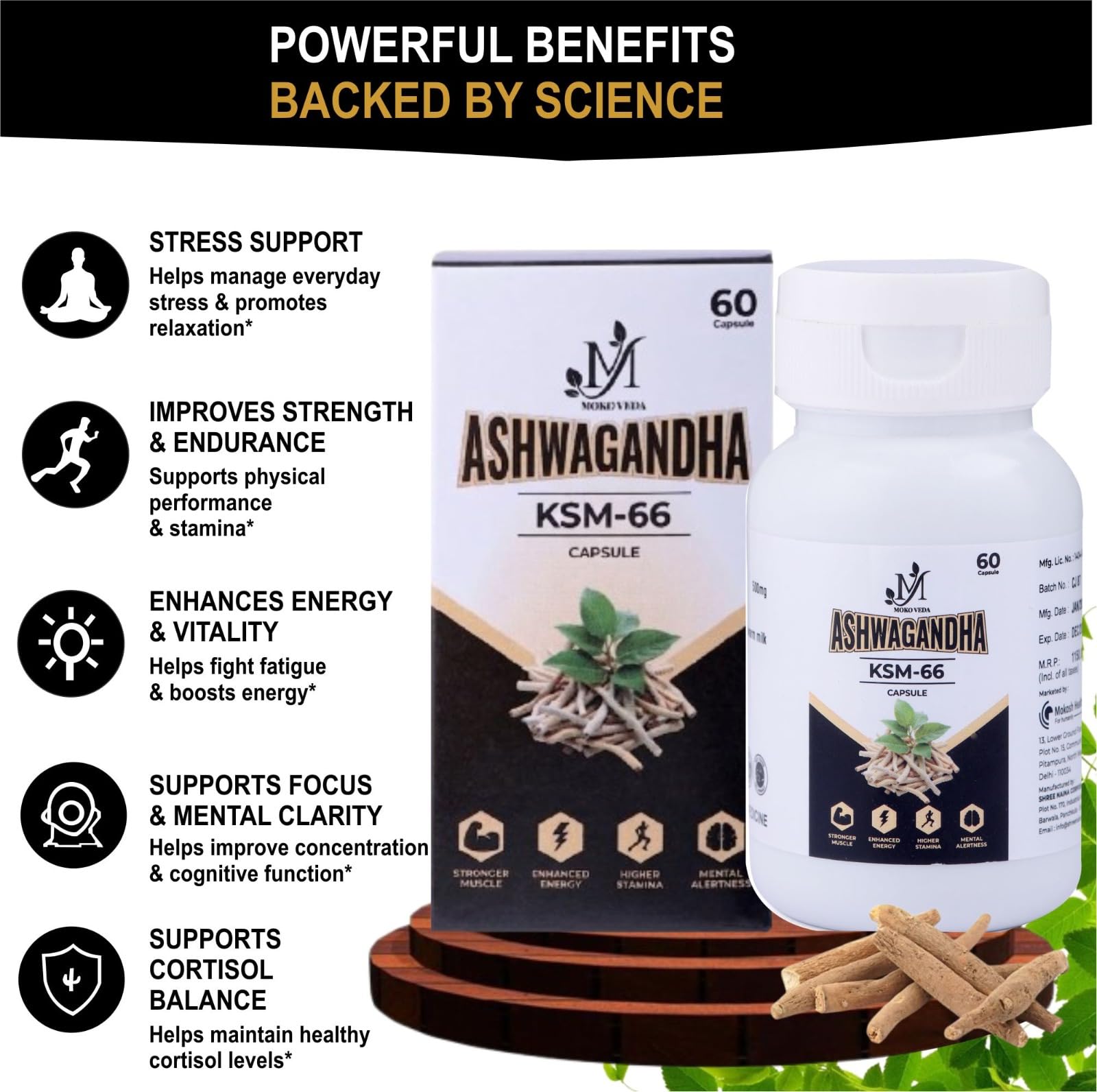 MOKO VEDA KSM-66 Ashwagandha 500 mg, 60 Capsules 1