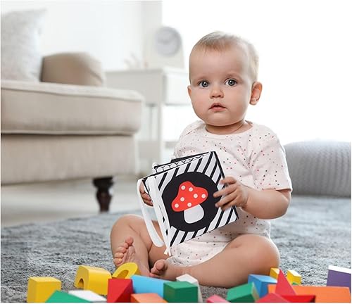 Miniatura 6 de U-Zimikee 3 piezas de juguetes de asiento de automóvil, juguetes para bebés de alto contraste en blanco y negro, 0-3, 6-12 meses, juguetes