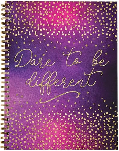 Softcover Dare - Cuaderno motivacional en espiral de 8.5 x 11 pulgadas, 120 páginas con rayas universitarias, cubierta laminada brillante duradera,