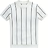 Camiseta de manga corta con rayas de punto para hombre, cuello redondo y ajuste fino 7