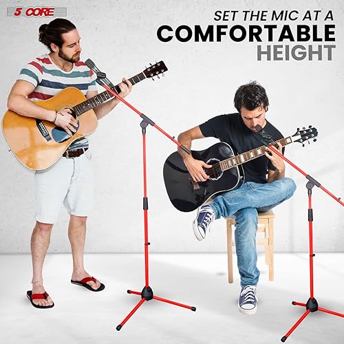 Miniatura 9 de 5 Core Soporte de Micrófono de Trípode de Piso 4 Piezas Altura Ajustable 18-72" Brazo Articulado Resistente Soportes de Micrófono Pedestal Para