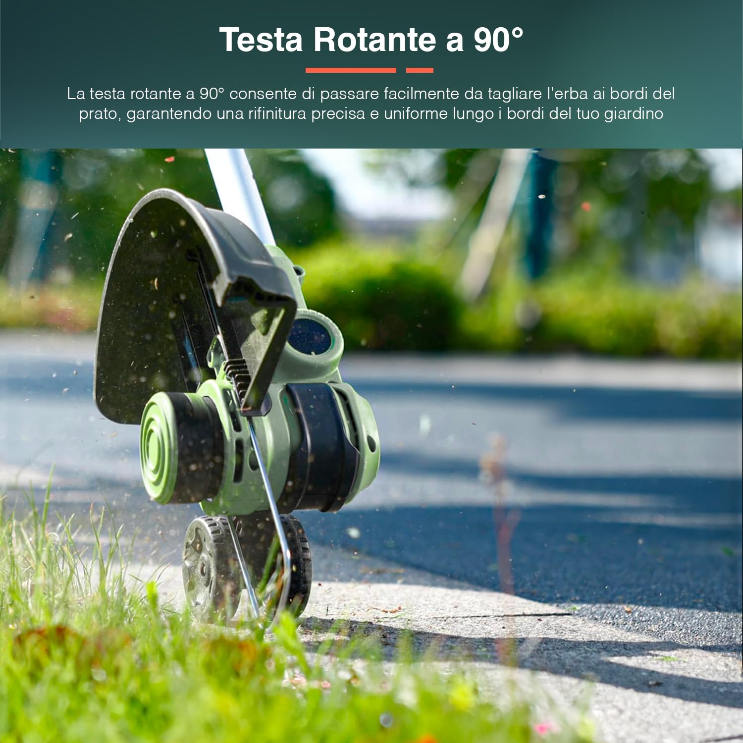 Podkaszarka do trawy z uchwytem wysuwanym do 120 cm, teleskopowa, 20 V z obrotową głowicą 90° - akumulatorowa podkaszarka, z cewką TAP&GO i hamulcem elektronicznym, 23 x 115 x 30 cm, bateria nie