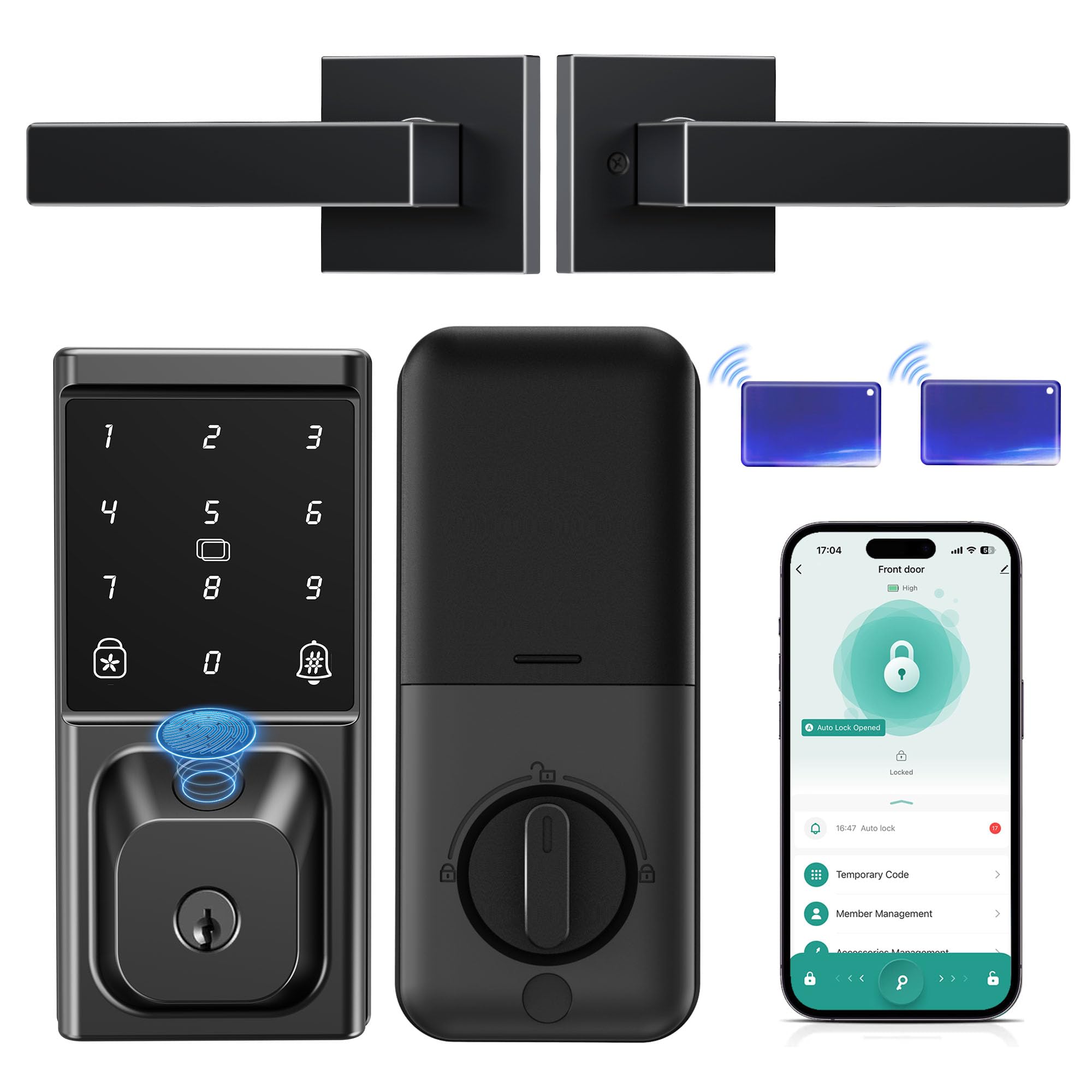 IBLOG Fingerprint Smart Lock with Handle Set, Keyless Entry for Front Door