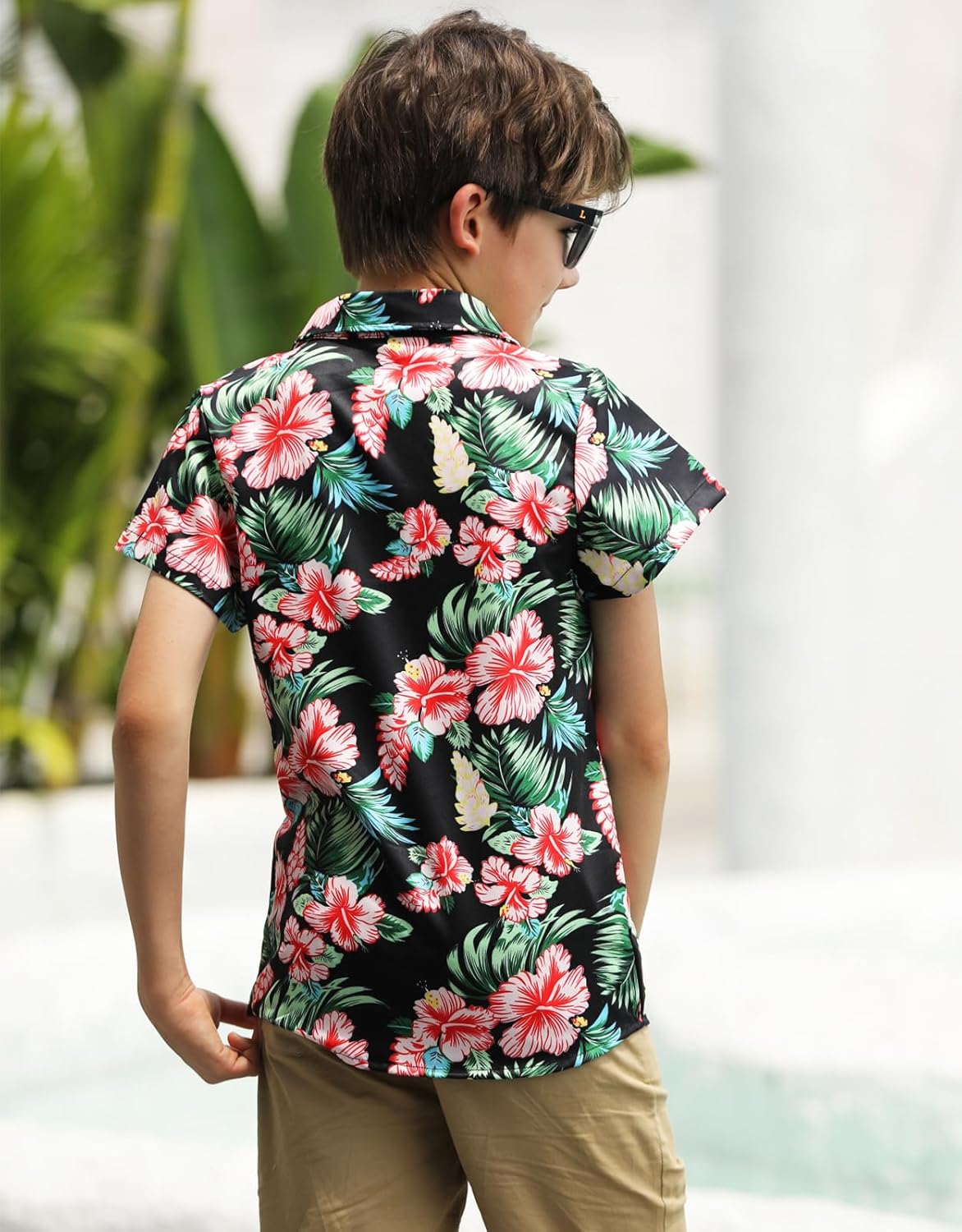 RAISEVERN Boys Button Down Shirts Hawaiian Cartoon Print Slim-Fit Short Sleeve Cool Dress Shirt Cute Top for Kids(2-10T) - Image 3