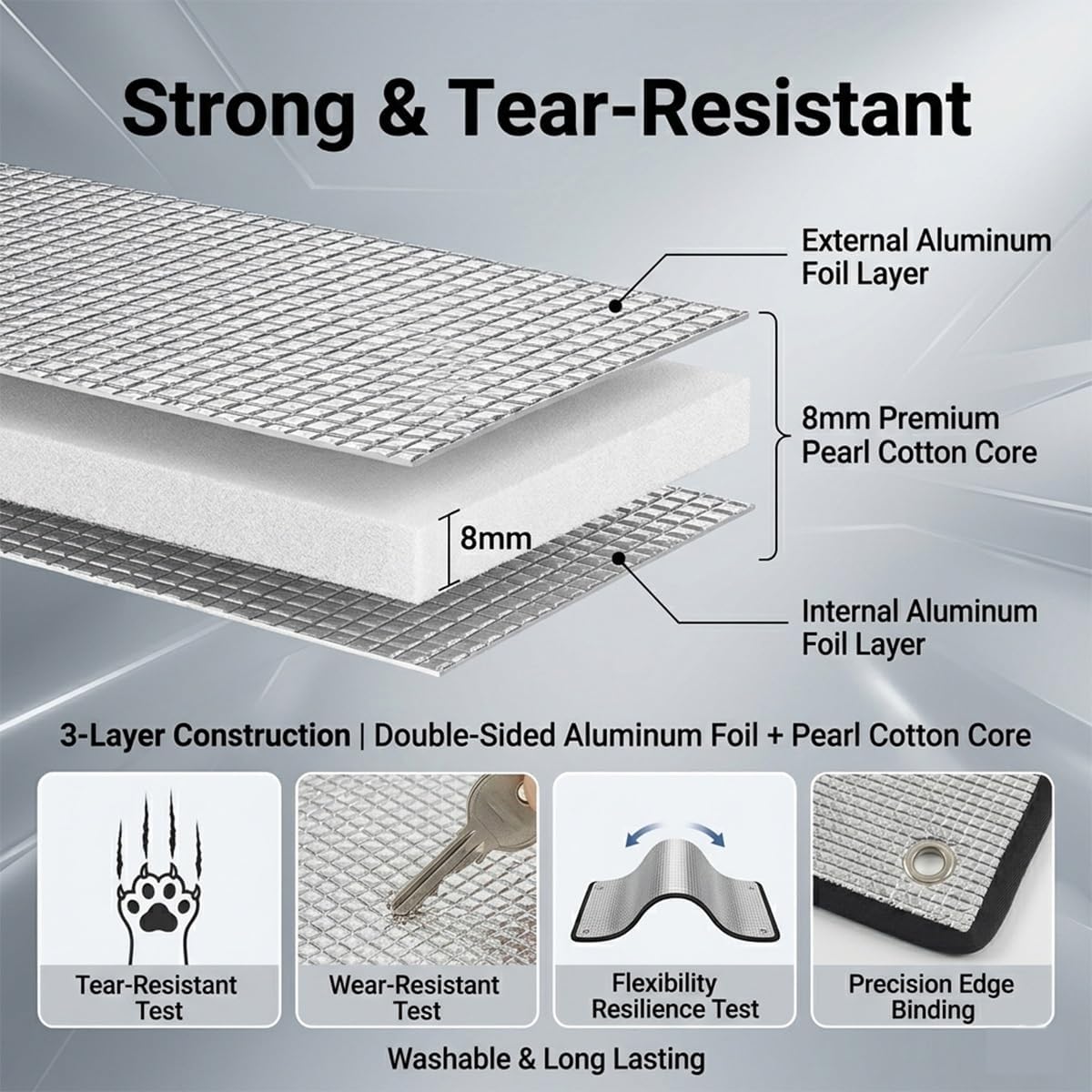 Portable Aluminum Foil Window Film for Summer and Winter, Thermal Insulation Heat Control Sun Blocking Window Cover, Reusable Anti Blackout Privacy Window Tint, for Bedroom Roof Conservatory