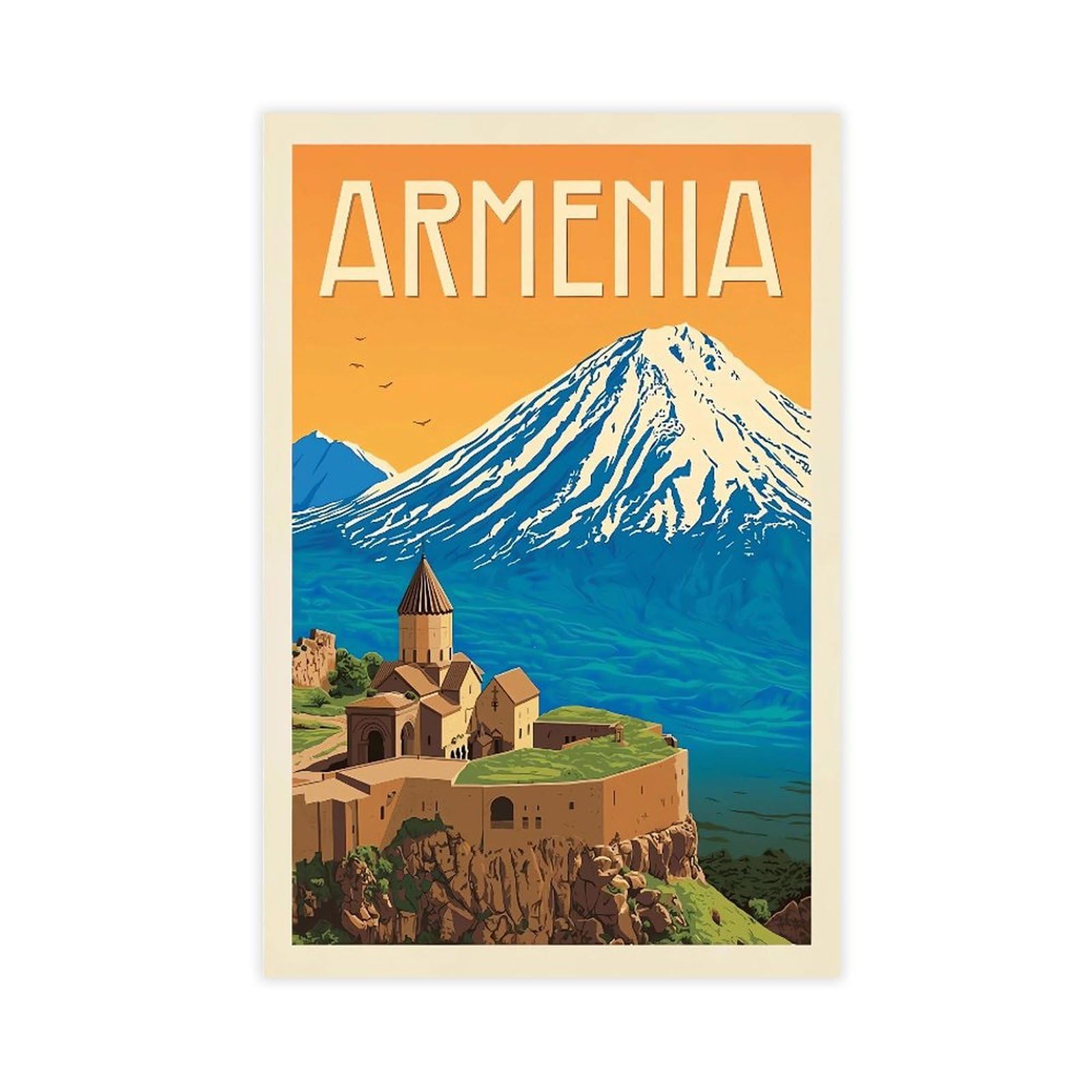 QNVJQKDSI Armenia Travel Vintage Canvas Poster Bedroom Decor Landscape Office Room Decor Gift 24" L X 36" W