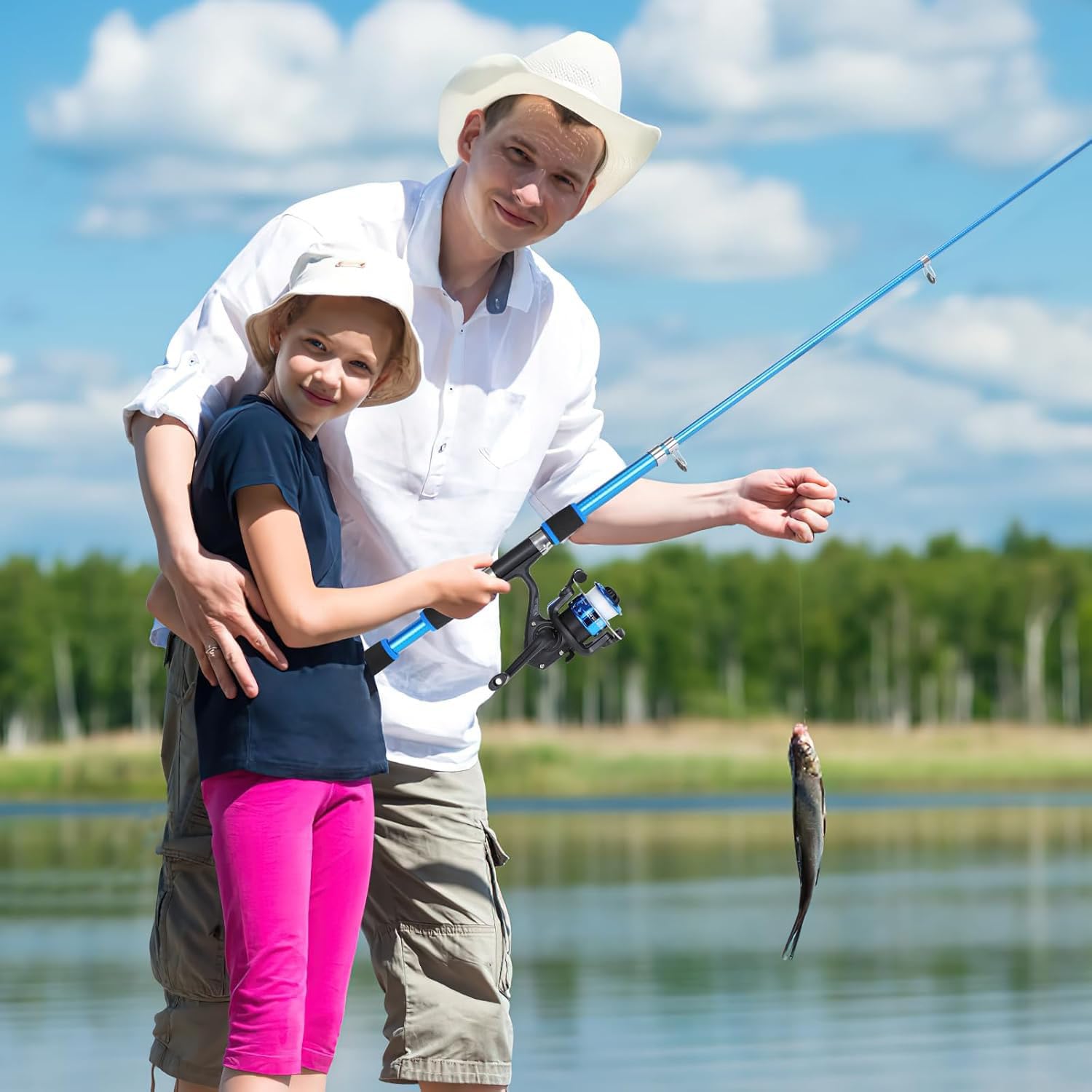 Set da pesca per bambini, asta telescopica e kit combinato a rulli, per ragazzi/ragazze, strumenti di pesca completi con rullo spincast, esche e attrezzi | regalo portatile per bambini per fascia di