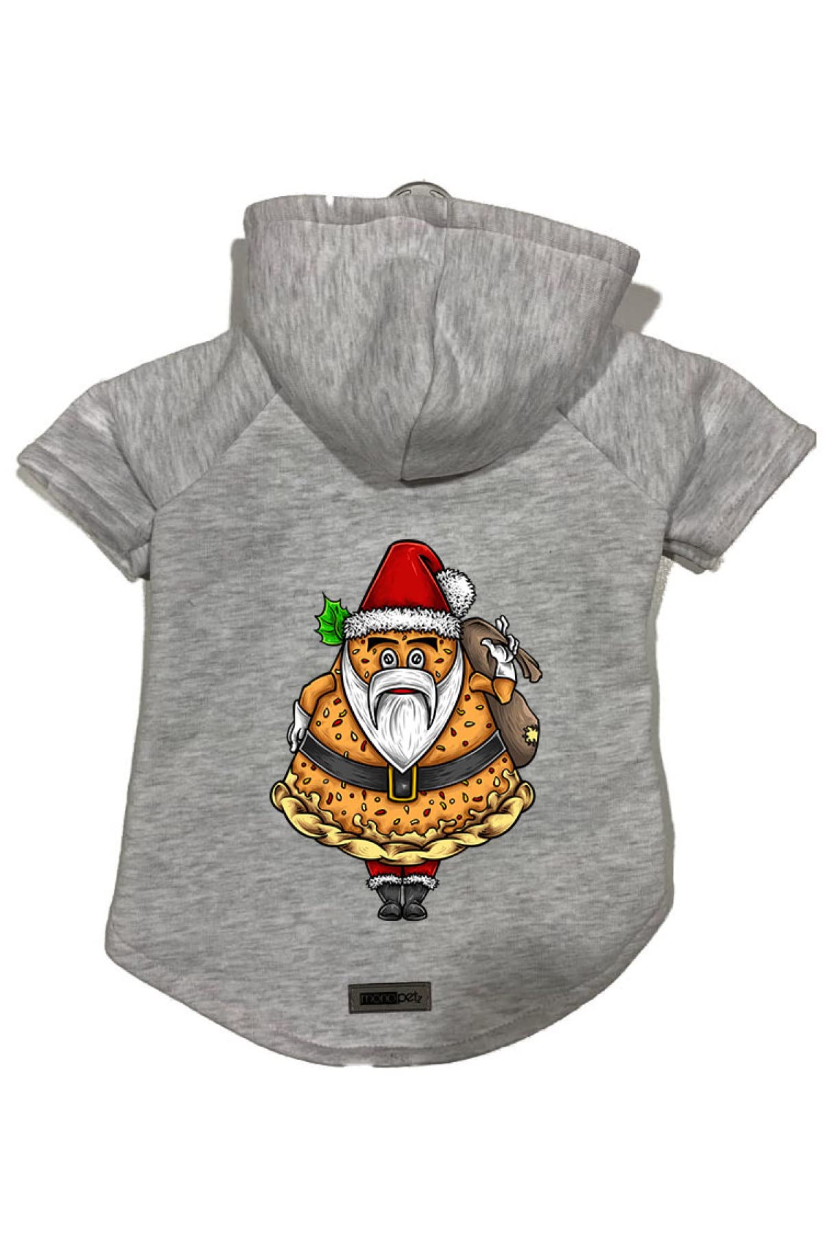 monopetz Kapişonlu Polar Sweatshirt Köpek ve Kedi Kıyafeti & Elbisesi - Gri Pizza Baba XL Beden