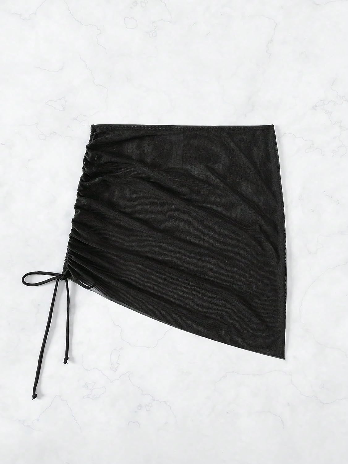 SHENHE Women's Mesh Swim Cover Up Skirt Drawstring Sheer Beach Mini Skirt Coverup - Image 3