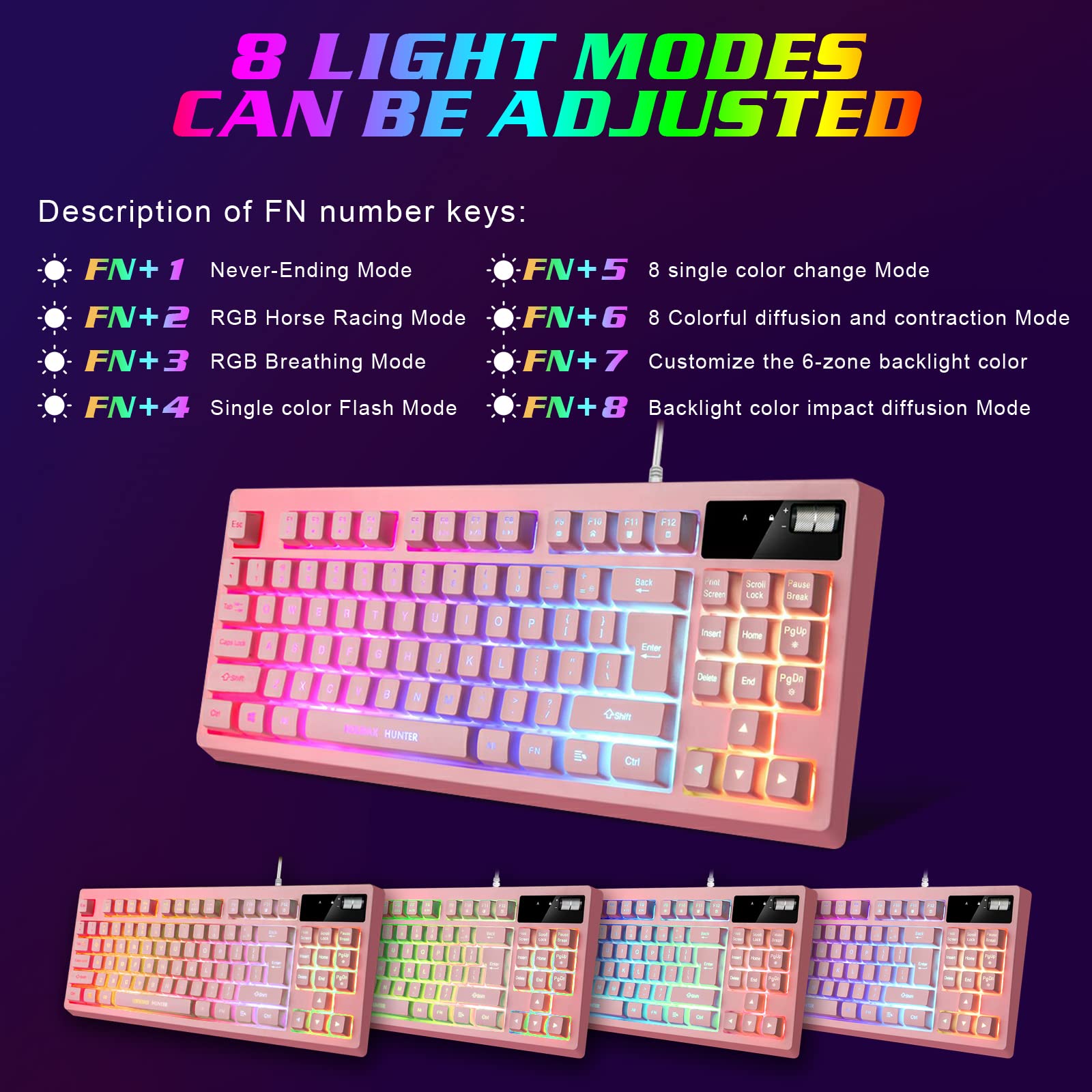 RGB Gaming Keyboard and Mouse Combo,87 Keys Gaming Keyboard Wired RGB