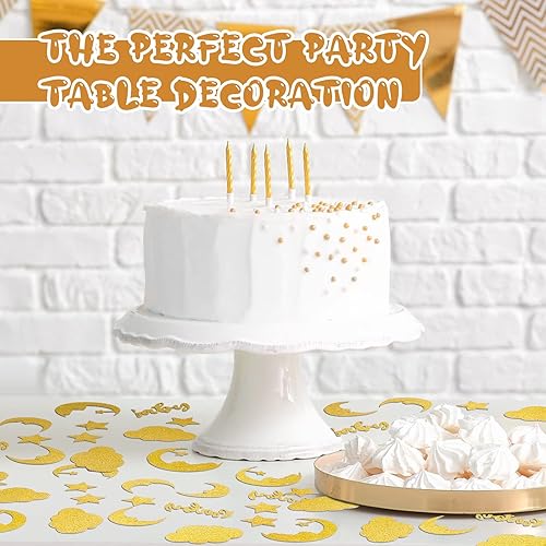 Miniatura 4 de 360 piezas de confeti de estrella centelleante con purpurina dorada y luna, nubes, confeti de estrella, confeti de estrella, decoración de baby