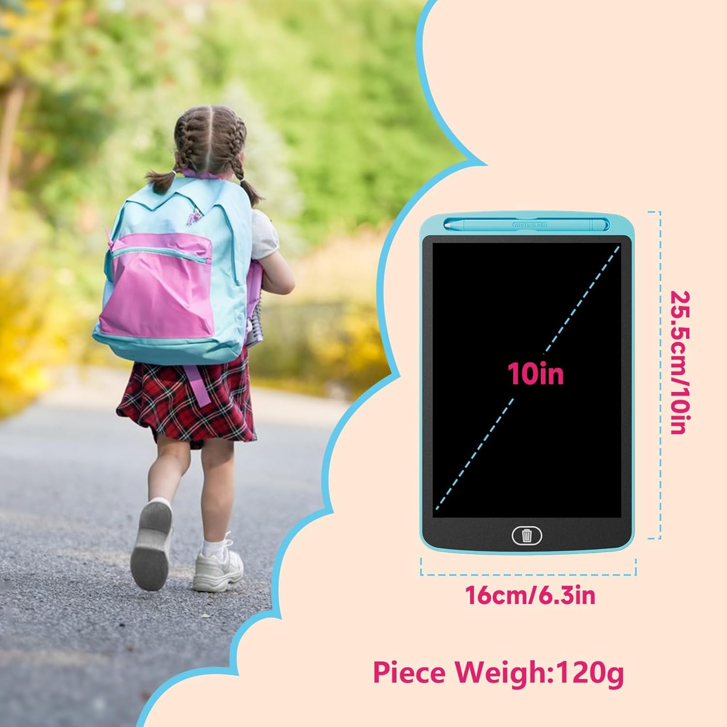 10 Inch LCD Writing Tablet, 3PCS Colorful Doodle Board Drawing Tablet, Eye Protection Drawing Pads with Lock & Erase FUNC, Educational Learning Toys for 3 4 5 6 7 8 Year Old Boys and Girls - Image 6