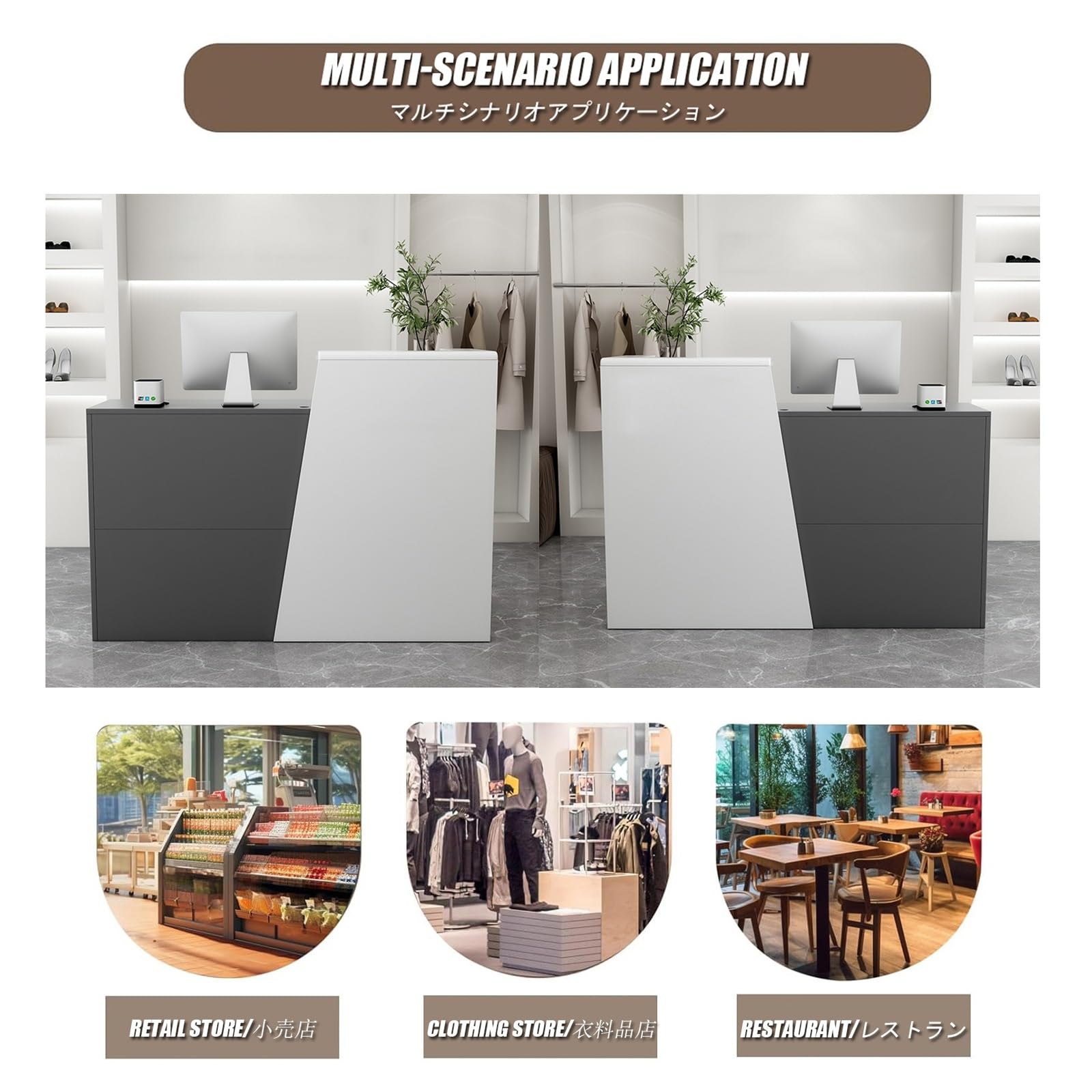 Thekentisch, Einzelhandelstheke, Rezeption mit Theke, kleine Einzelhandelskasse, for Lobbys, Salons, Einzelhandel, Home Offices, Empfangsräume(Gray,Right_L80CM/31.5IN)