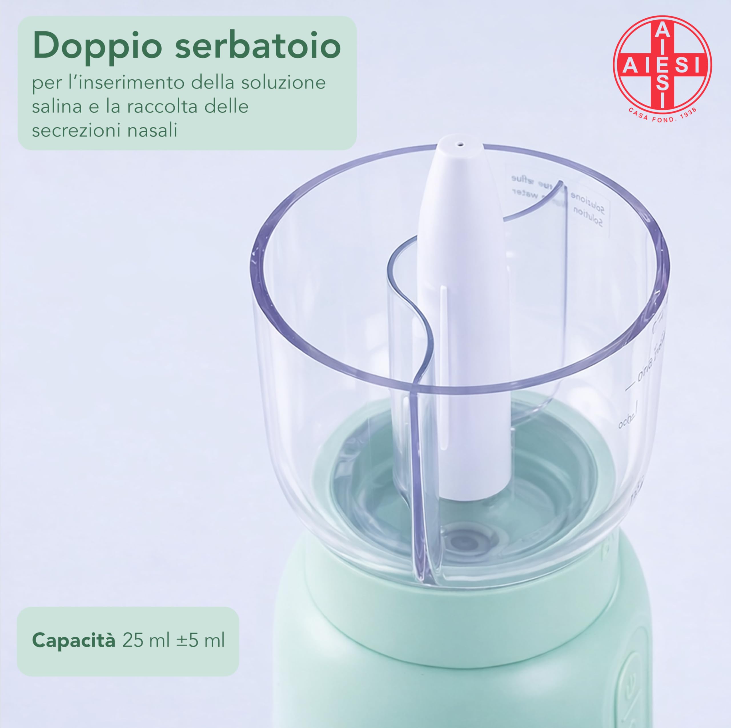 AIESI® Doccia nasale portatile ricaricabile per adulti e bambini NASALWASH, Batteria ricaricabile, 3 livelli di spruzzo, Garanzia Italia 24 mesi