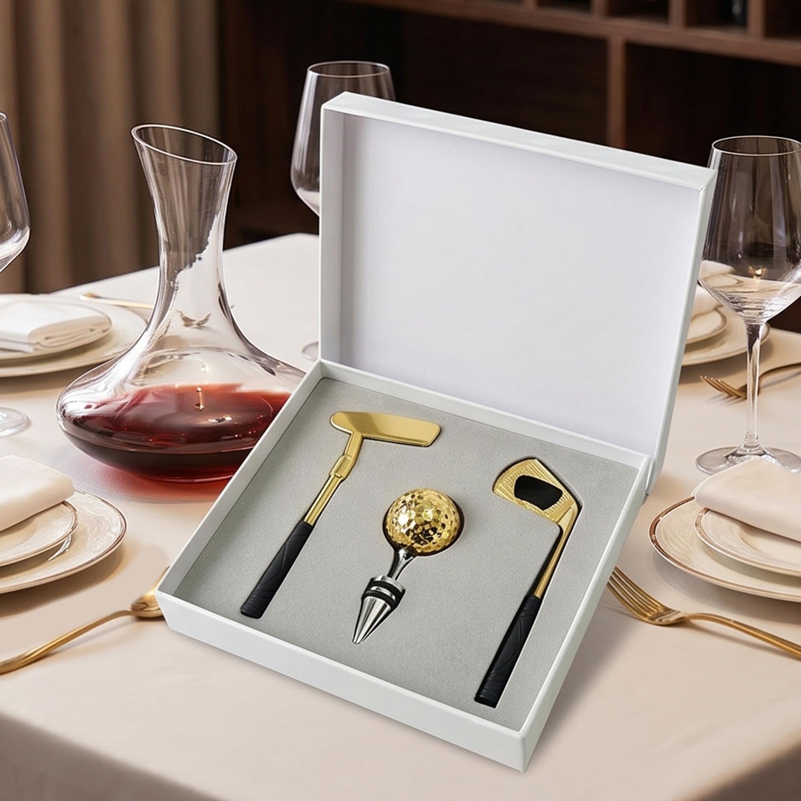 Juego de abridor de vino de 3 paquetes, abridor de botellas de Golf, juego de sacacorchos con Manual para botella de vino para boda, cumpleaños, día, Club de Golf