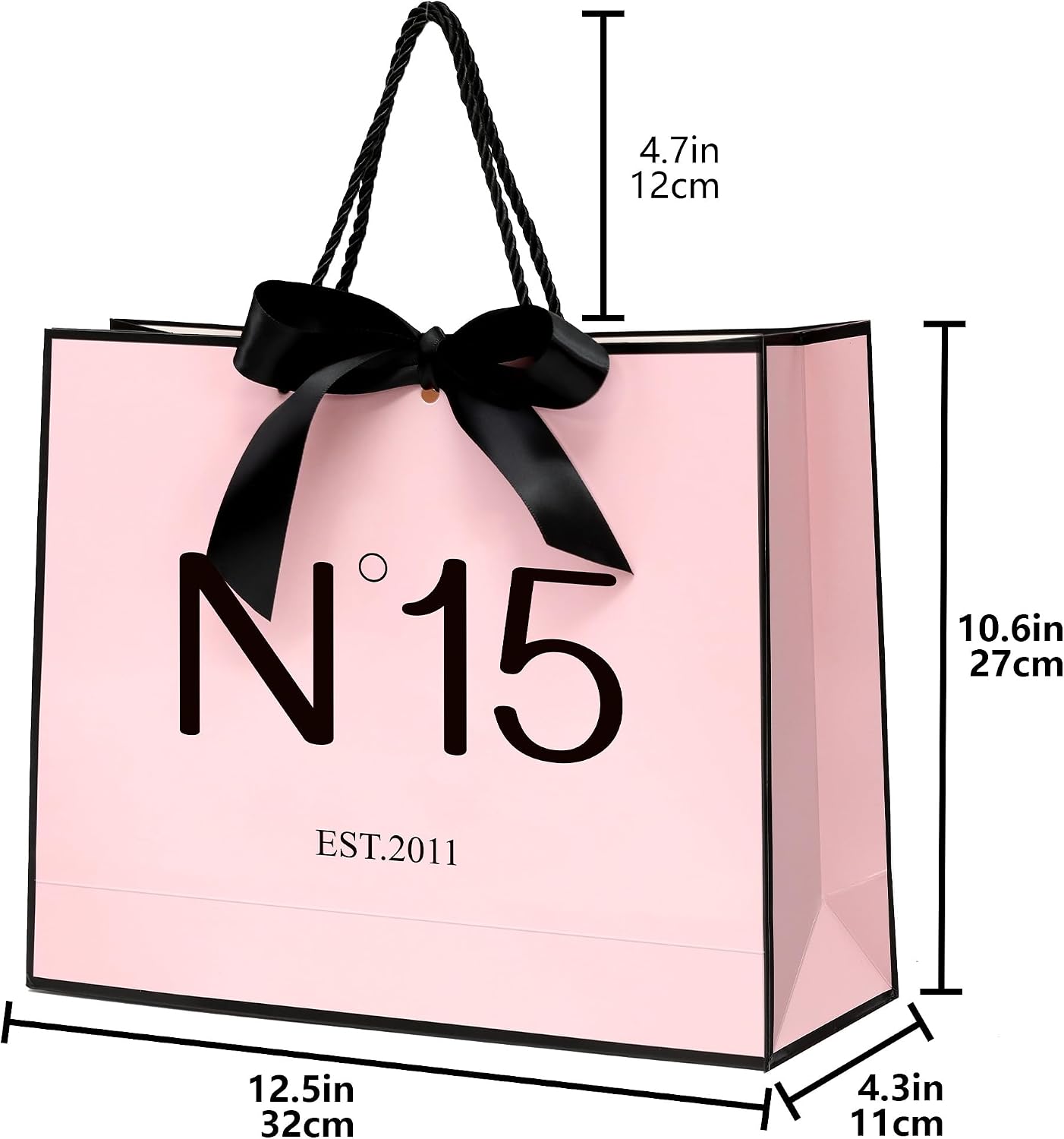 KeerxunBag 15th Birthday Celebration Kit - Complete Gift Set with Bag, Handles, Card, Envelope, Stickers, Bow Ribbon & Tissue Paper (EST. 2011 Theme) image 3