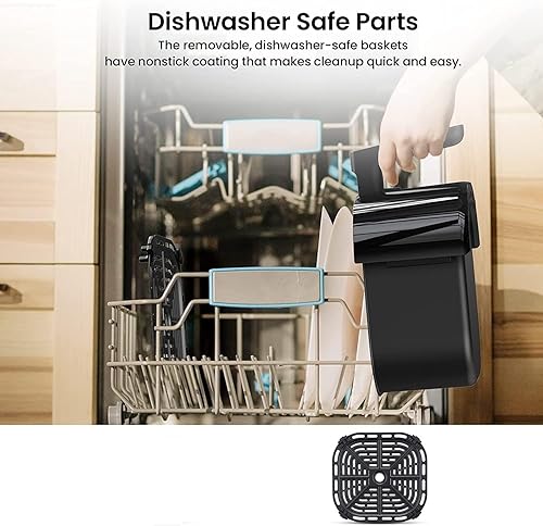 Miniatura 7 de Acekool Freidora de aire de 8 cuartos de galón, freidora de aire grande para uso doméstico con ventana de visión, 8 ajustes preestablecidos de