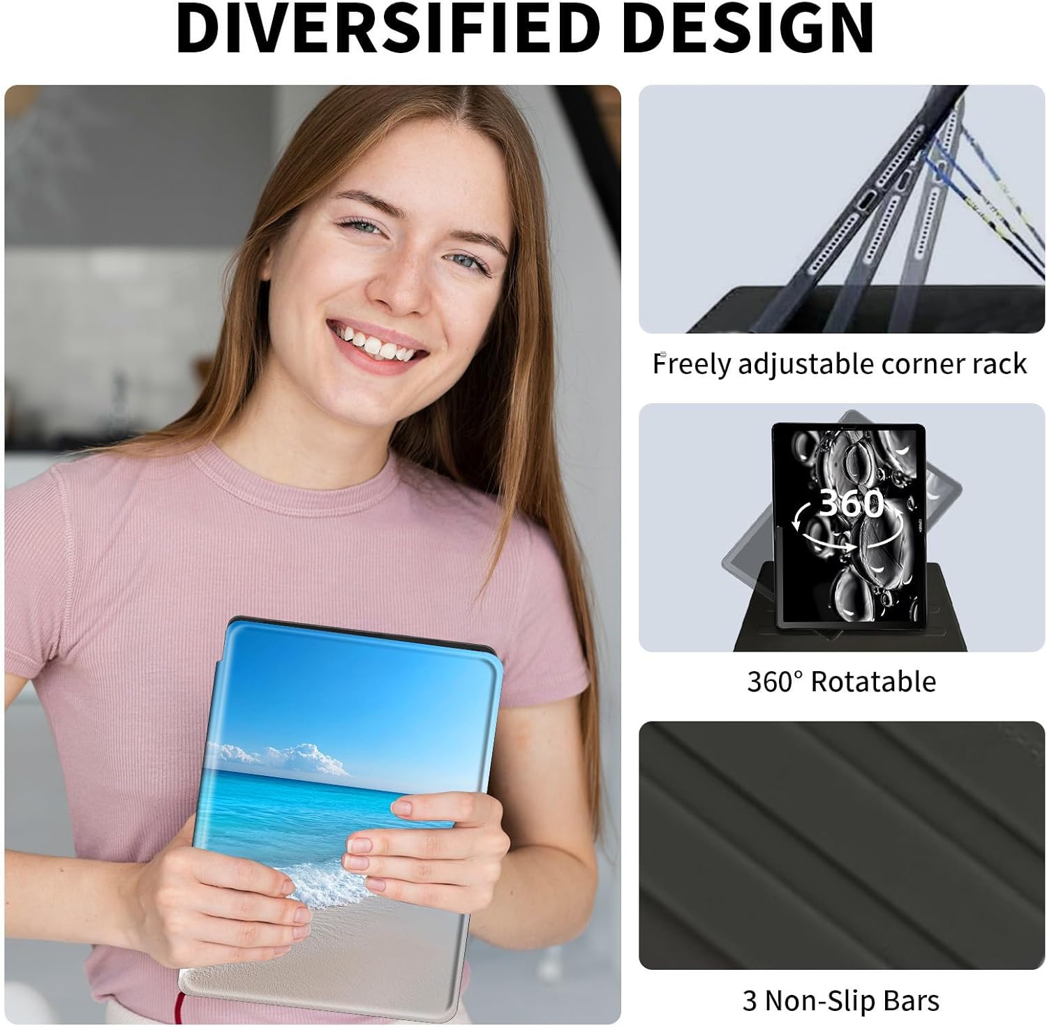 for Amazon Fire HD 10 Tablet Case 13th Generation 2023 Release,360 Degree Rotating Swivel PU Leather Stand Flip Folio with Auto Wake/Sleep Cover for Fire HD 10 Tablet 2023,Blue Sea Beach