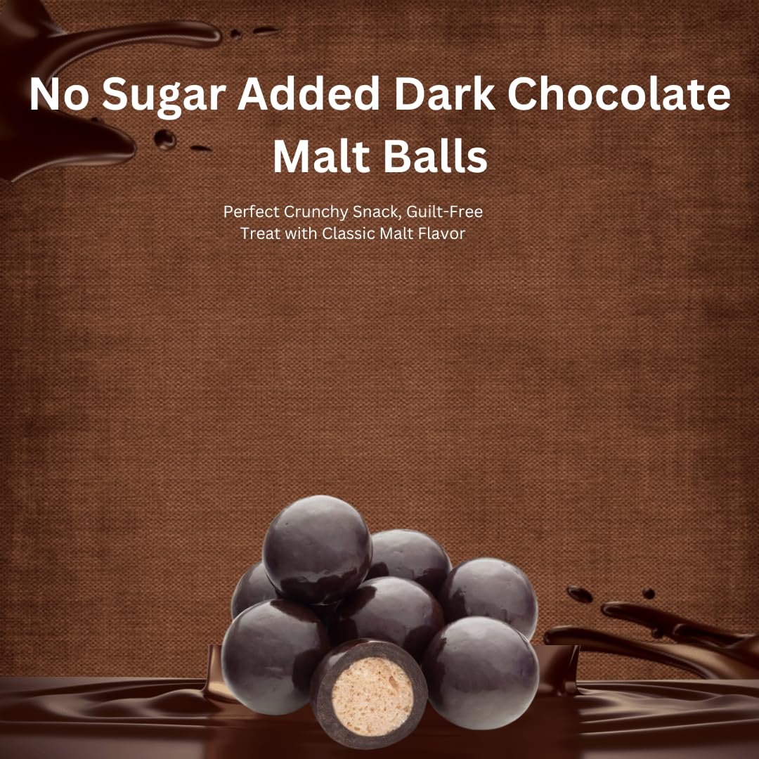 Nuts To You No Sugar Added Dark Chocolate Malt Balls – 8 oz Resealable Bag, Perfect Crunchy Snack, Guilt-Free Treat with Classic Malt Flavor