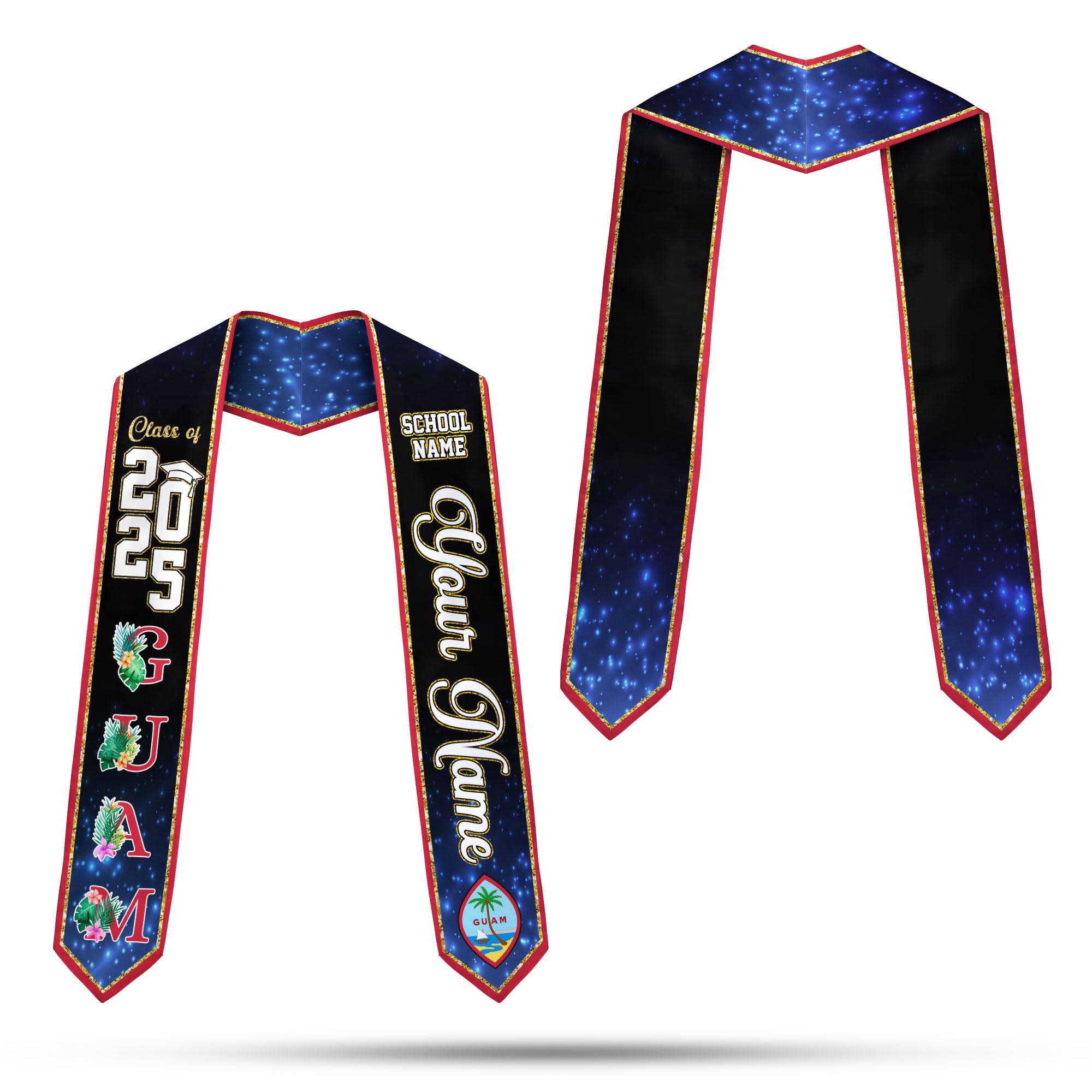 MonkeyVan Guam Graduation Sash Guam Guamanian Flag Stole Guam Sash Graduation 2025 Guam Graduation Stole 2025 Class of 2025 Gu10