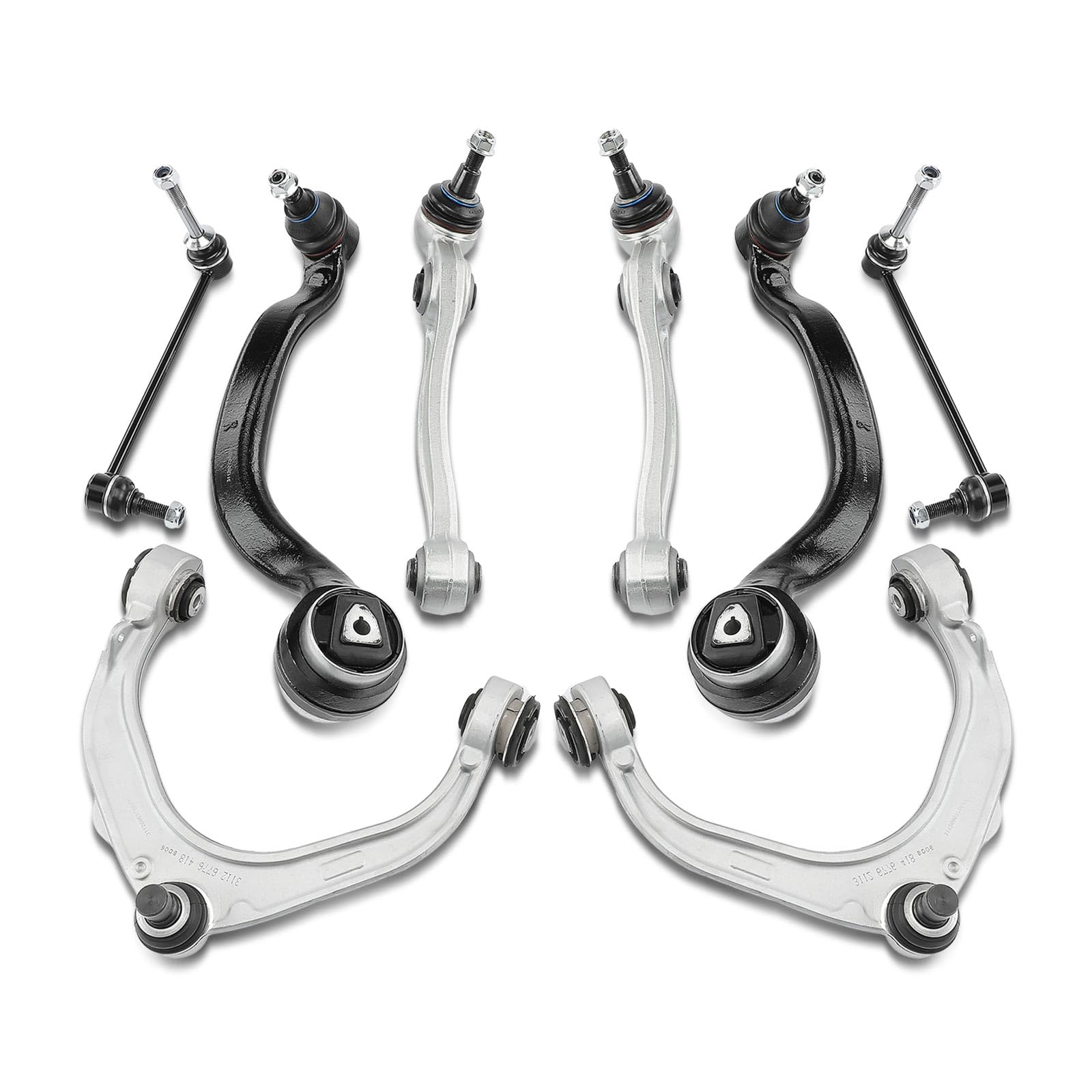 Frankberg 6 brazos de control + 2 bieletas estabilizadoras del eje | Compatible con: X6 E71 E72, X5 E70