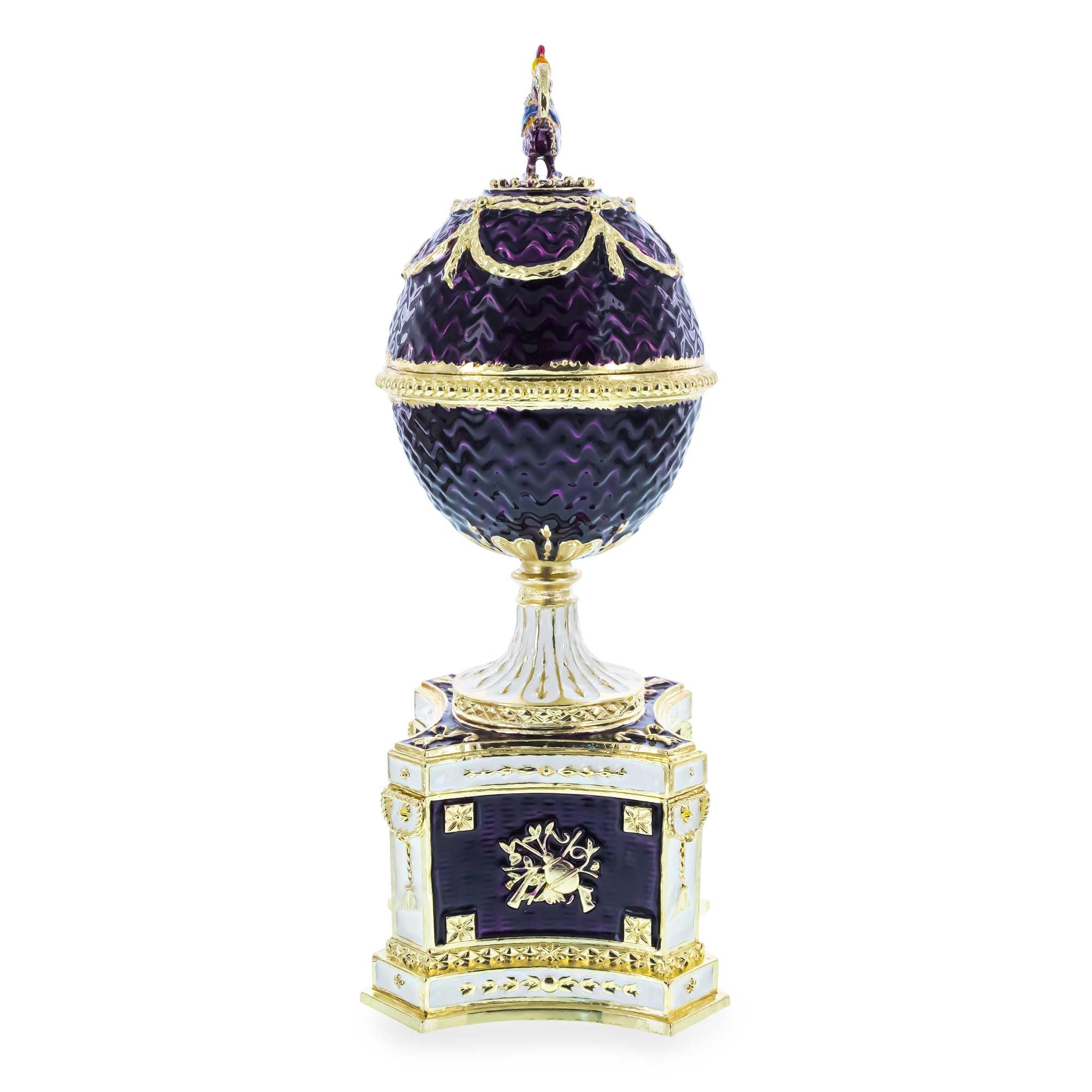 Huevo de Pascua Musical Imperial Real Chanticleer Kelch de 1904 en Esmalte Púrpura