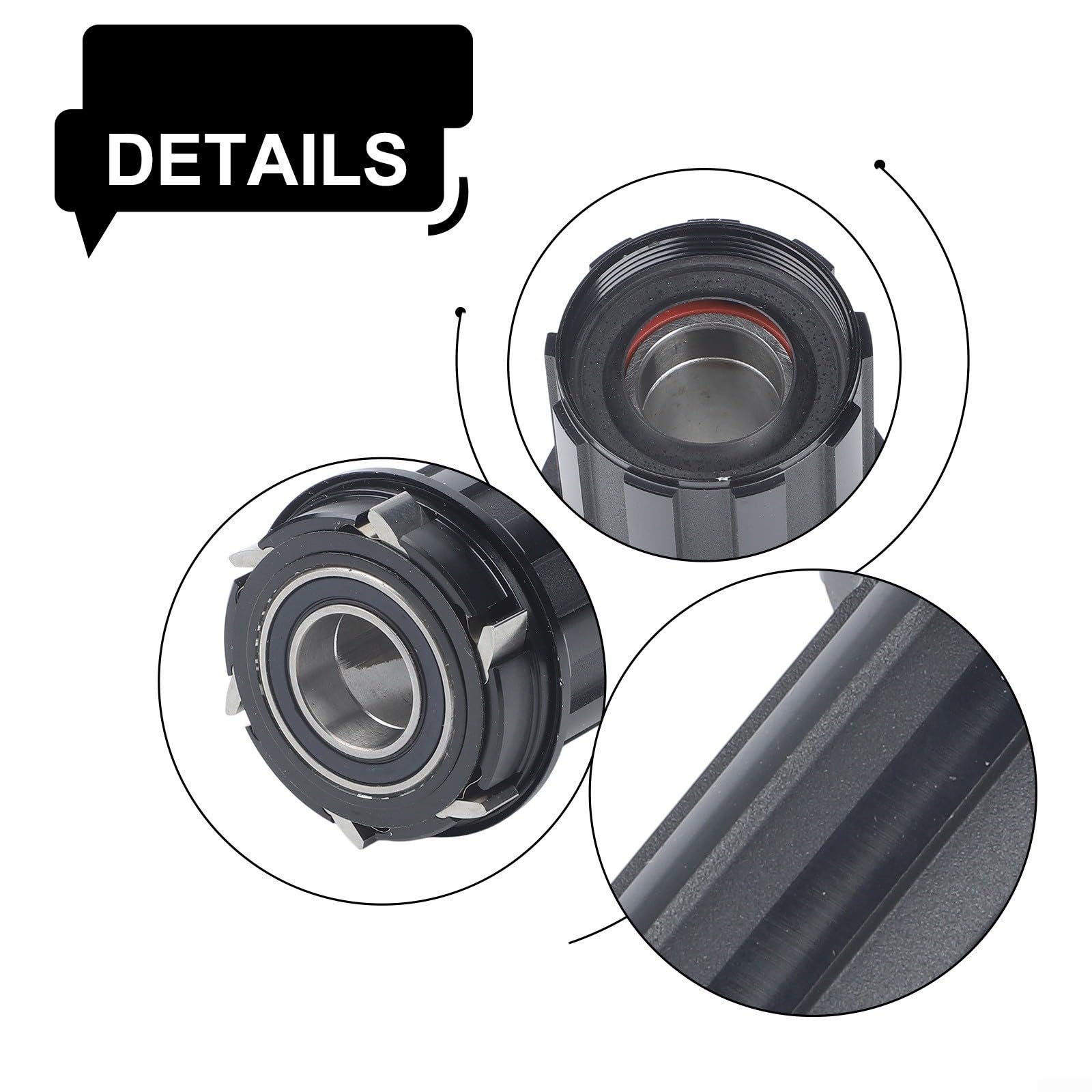 Piñón libre para bicicleta de montaña, buje de aleación de aluminio 7075, 6802, 35,1 x 34,4 mm, negro, para 12 velocidades M6100 M7100 M8100 M9100, pieza de reparación con 6 jacks (type1 8-12speed)