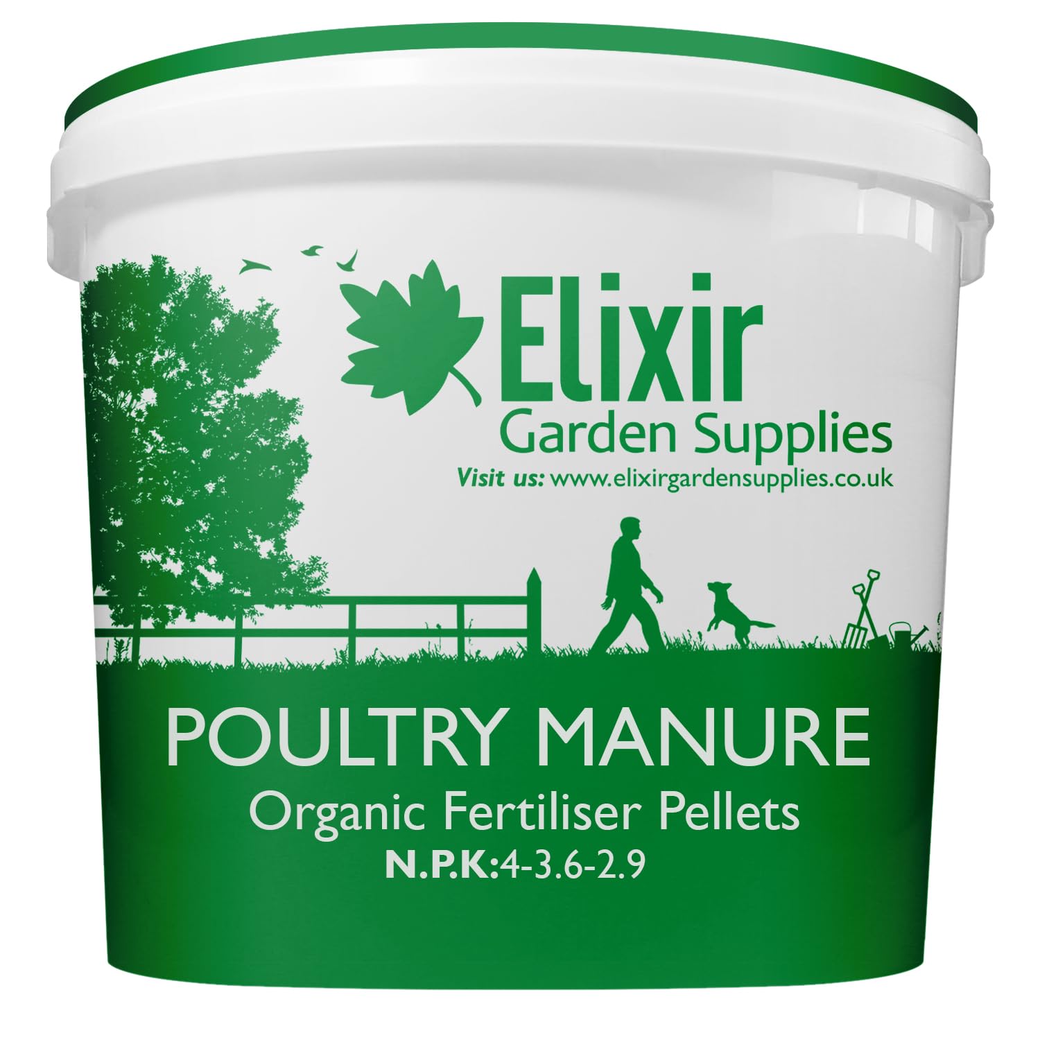 Elixir Gardens Organic Pelleted Fertiliser Resealable Airtight Tubs (Poultry Manure 10kg)