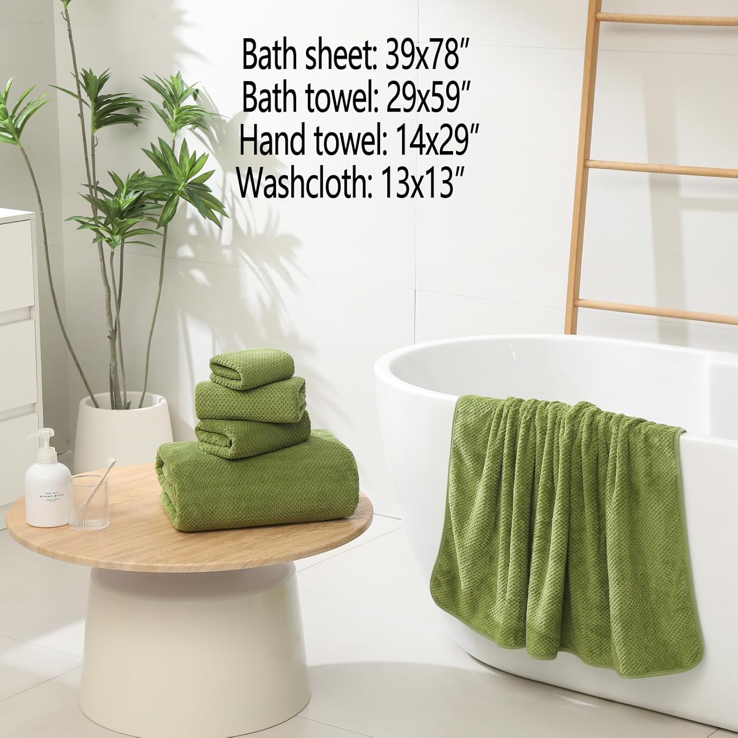 YTYC Towels, 39x78 Inch Oversized Bath Sheets for Adults Luxury Extra Large Bath Towels Sets of 6 Super Soft Shower Towels for Bathroom Microfiber 80% Polyester (Sage Green,6) - Image 2