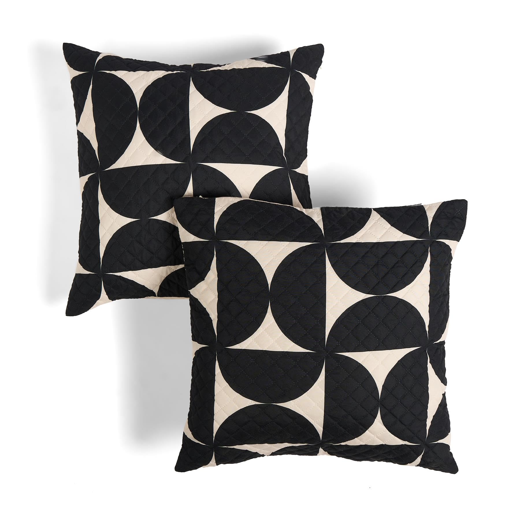 Ohs Monochrome Pinsonic Cushion Covers 45 X 45, Decorative Quilted Embossed Pinsonic Circular Square Throw Pillow Covers Pack Of 2 With Invisible Zipper For Sofa Bedroom Living Room,