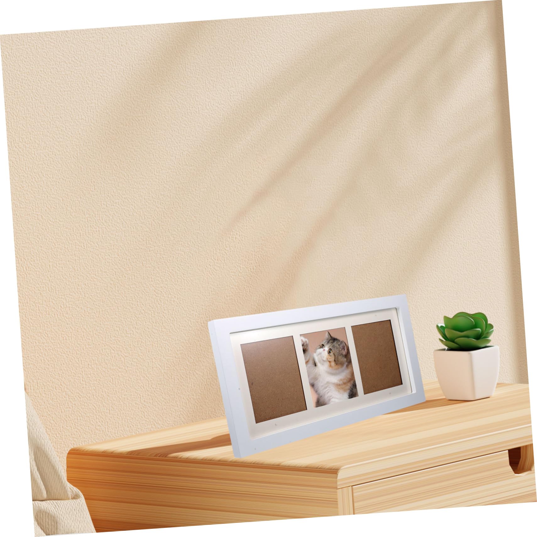 Cabilock Marco De Fotos De Madera Con 3 Cuadrículas Y Huellas De Manos De Bebé Para La Decoración Del Hogar Y El Primer Recuerdo Del Bebé