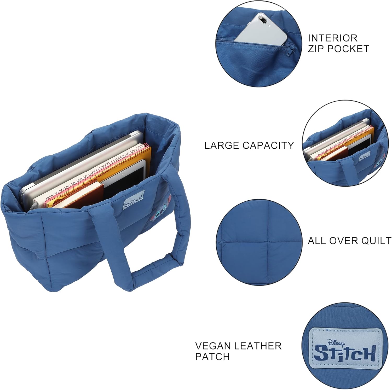 Bioworld Puffer Tote Bag with Rubber and PU Badge - Image 6