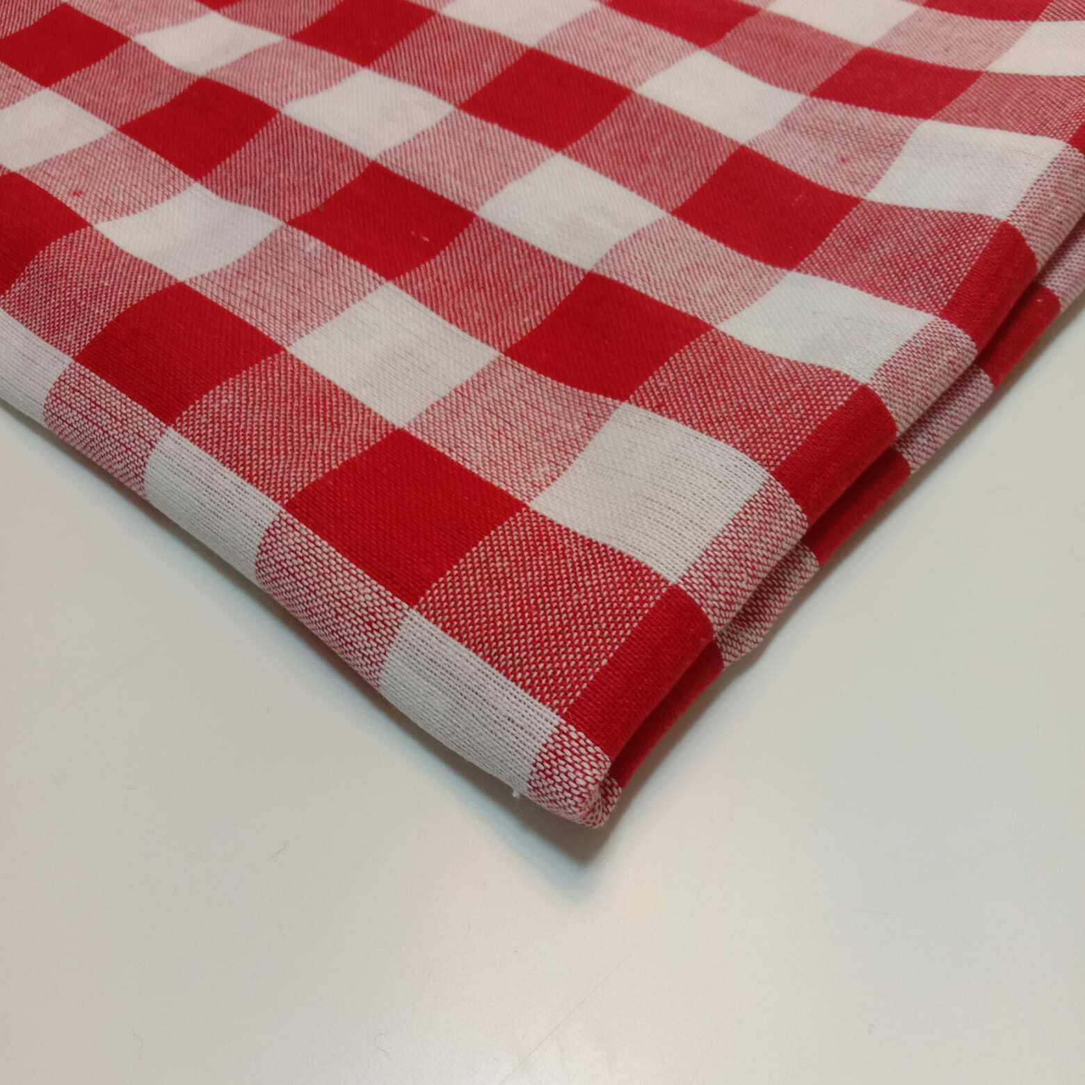 Tela de lino suave 100% algodón de calidad superior de 42 pulgadas por metro (5 metros, rojo y blanco (1 pulgadas)