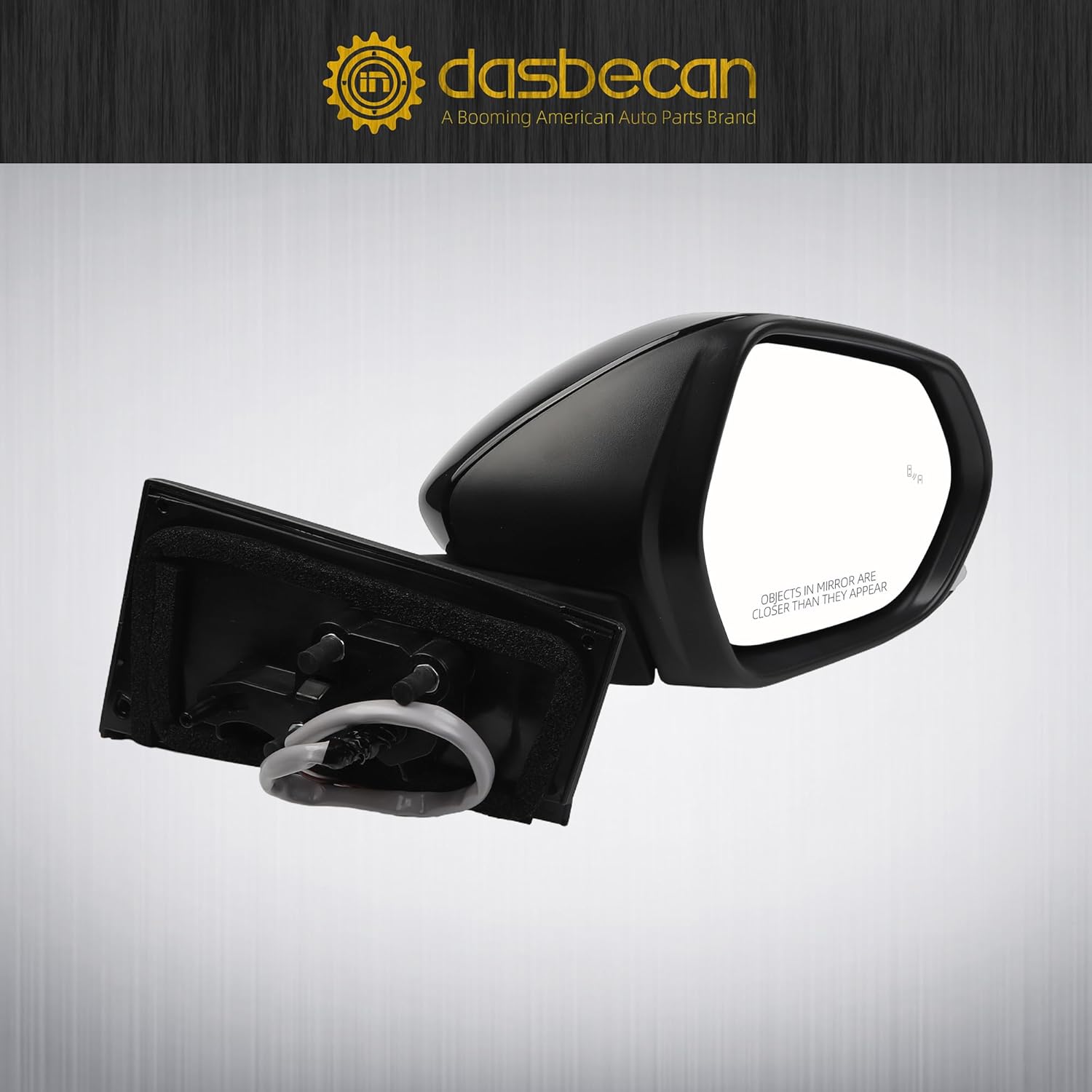 Dasbecan Right Passenger Side Mirror Compatible with 2016-2022 Toyota Prius with Power Heated Glass, Manual Folding, Blind Spot Light, Black Paint Replace# TO1321357 (6Pins)