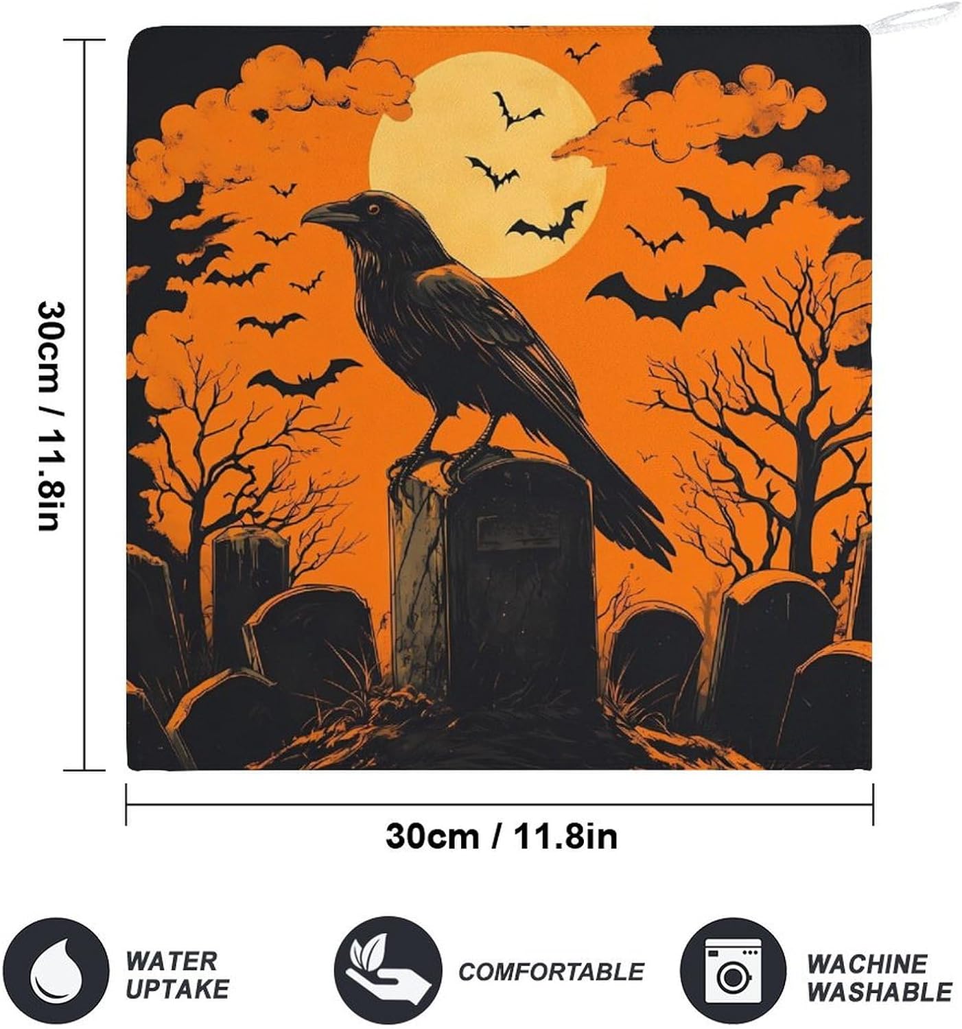 Full Moon Black Crow Cemetery Towel Hand Towels Decorative Towel for Bathroom Kitchen Shower Gym 4PCS