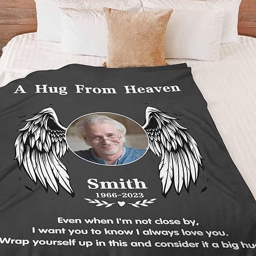 Miniatura 9 de Mantas conmemorativas personalizadas con fotos para seres queridos perdidos, manta de ángel de condolencia personalizada para regalo funerario,