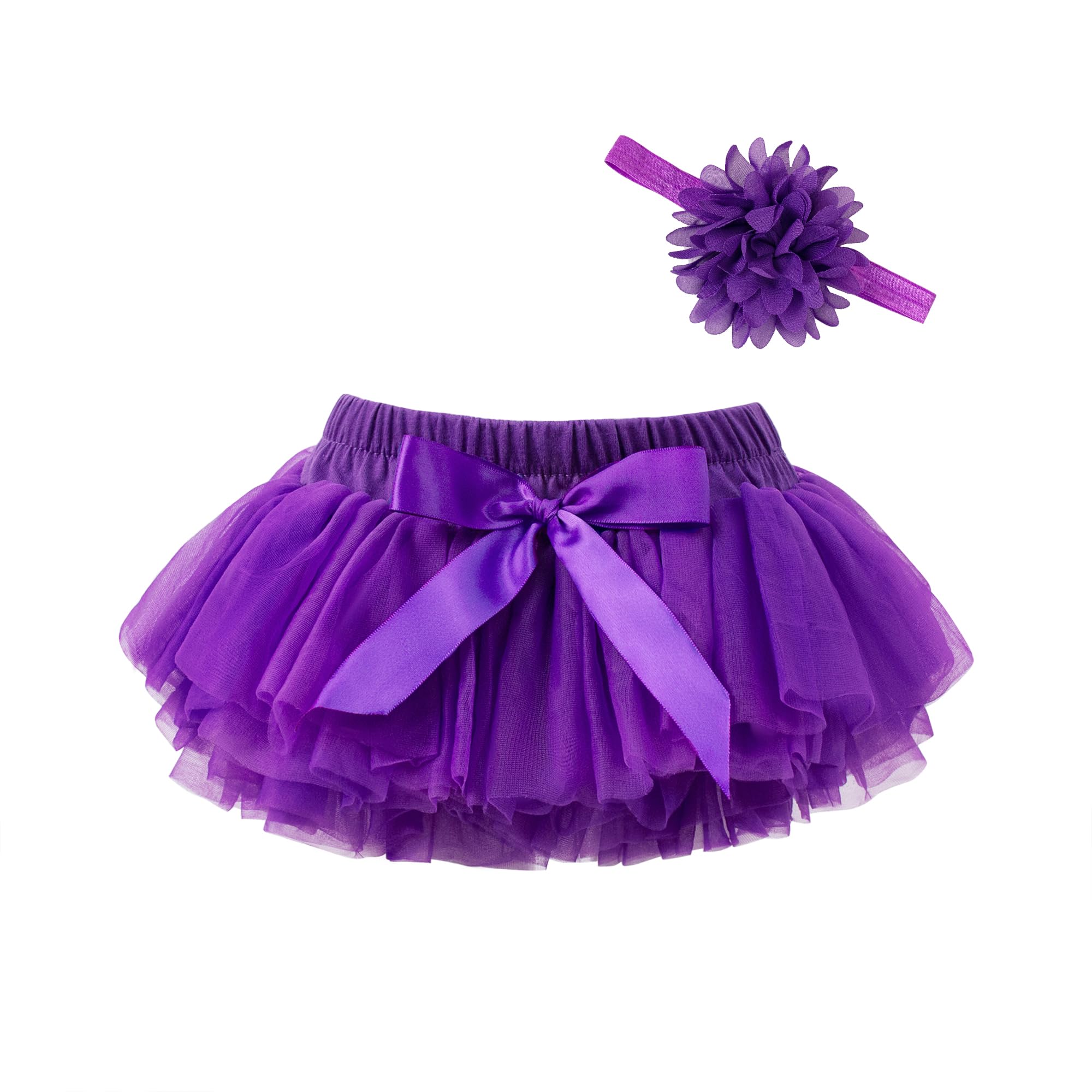 Baby Girls Tulle Tutu Skirt Elastic Waist Bow Layered Party Skirt