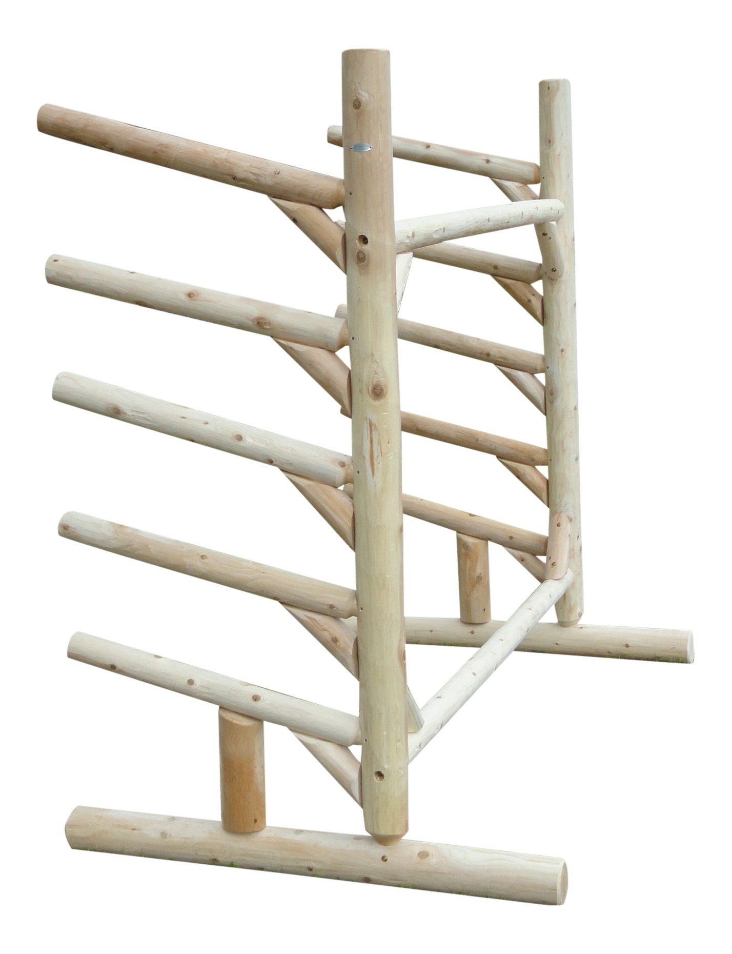 Log Kayak Rack-5-Place One-Sided SUP Log Rack, Garage Storage Racks, Kayak Stand, Paddle Board Holder, SUP Board, Surfboard Stand, Outdoor Storage, Standing Kayak Storage Racks, Log Dock-Unfinished