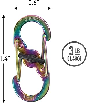 Nite Ize S-Biner MicroLock Stainless Steel - Micro-Sized Dual Carabiner for Keys, Pet Tags & Small Accessories - Center Locking Lever - Twist-to-Lock (Pack of 2)